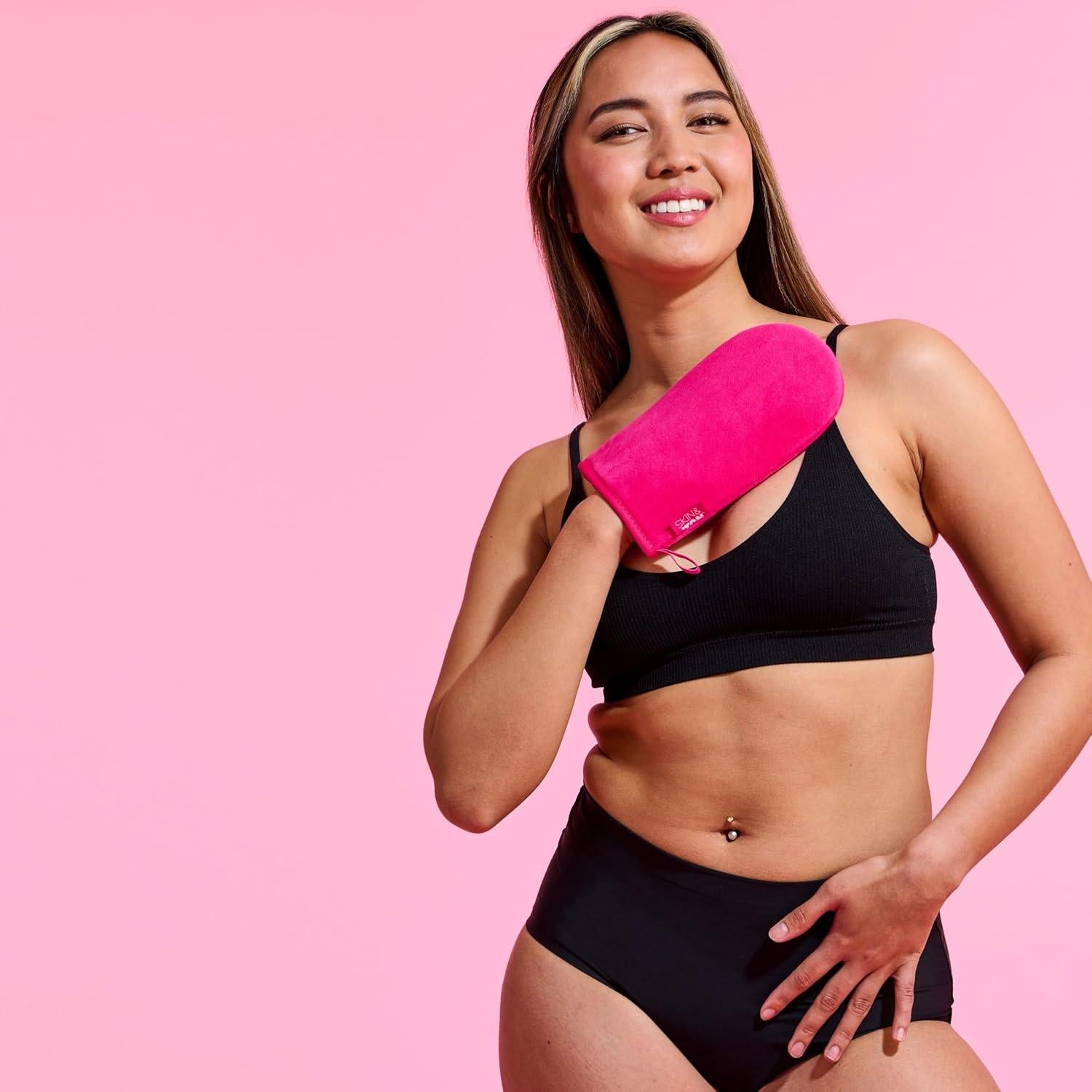 Mitón de bronceado Skinny Tan - Terciopelo rosa - Lavable