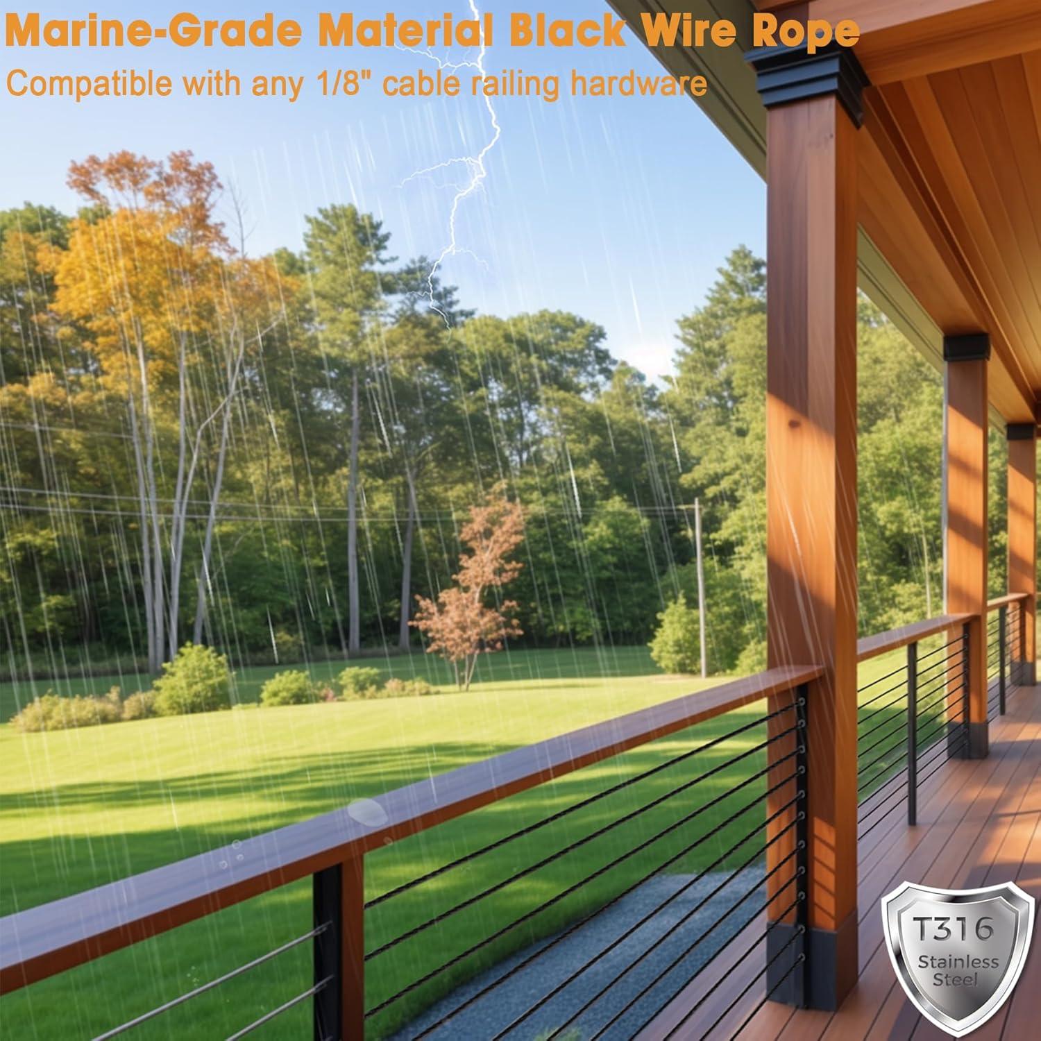 Cable de Acero Inoxidable Negro T316 30.48m con Cortador