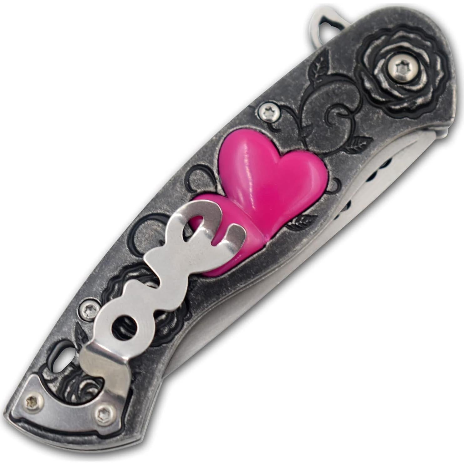 Cuchillo de bolsillo Cupid Heart Snake Eye 17,78 cm gris
