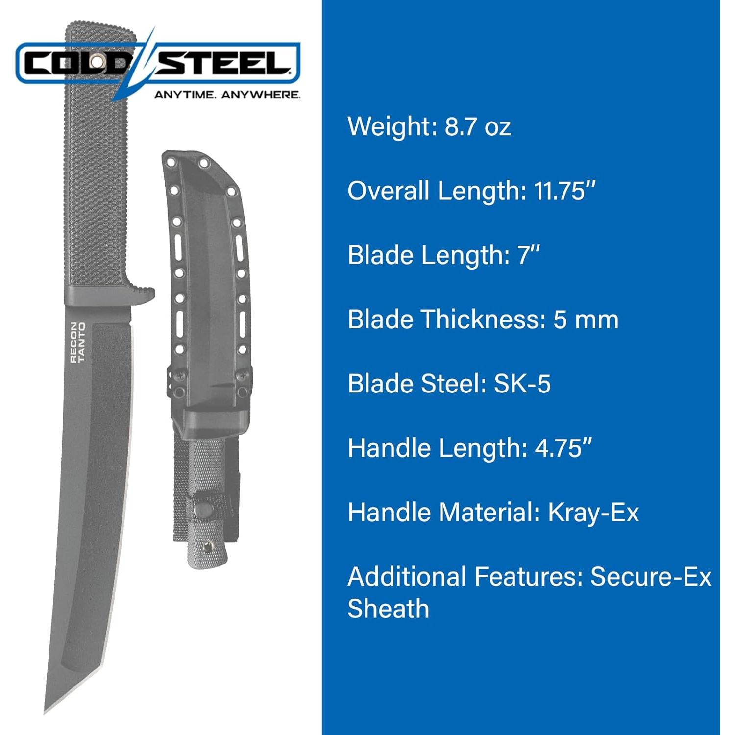 Cuchillo Táctico Cold Steel Recon Tanto 7" SK-5 con Funda