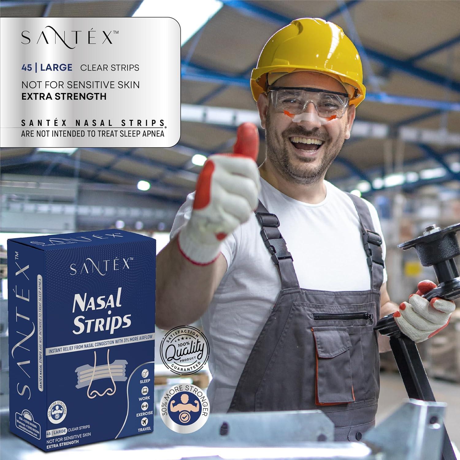 Tiras Nasales Santéx Transparentes Grandes 45 ct. Alivio Ronquidos