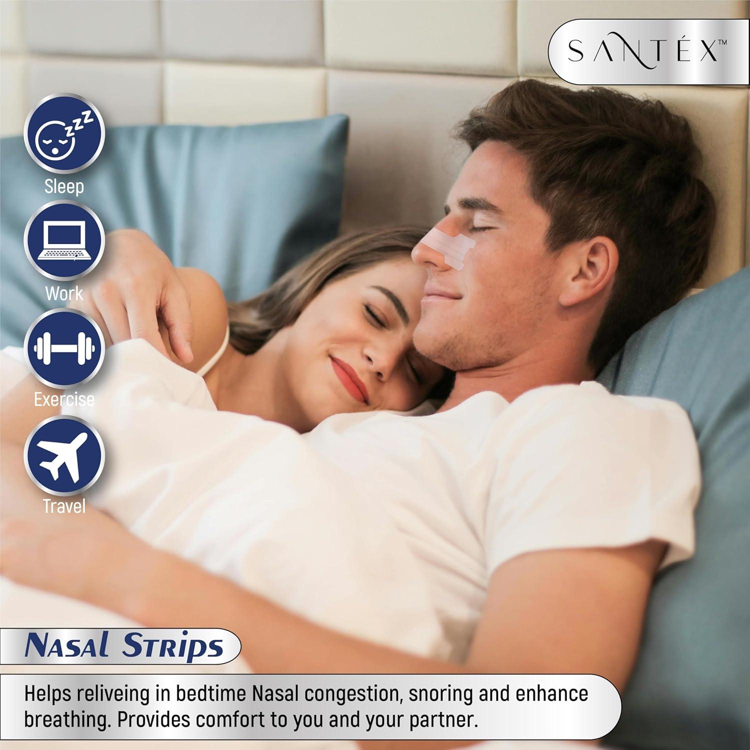 Tiras Nasales Santéx Transparentes Grandes 45 ct. Alivio Ronquidos