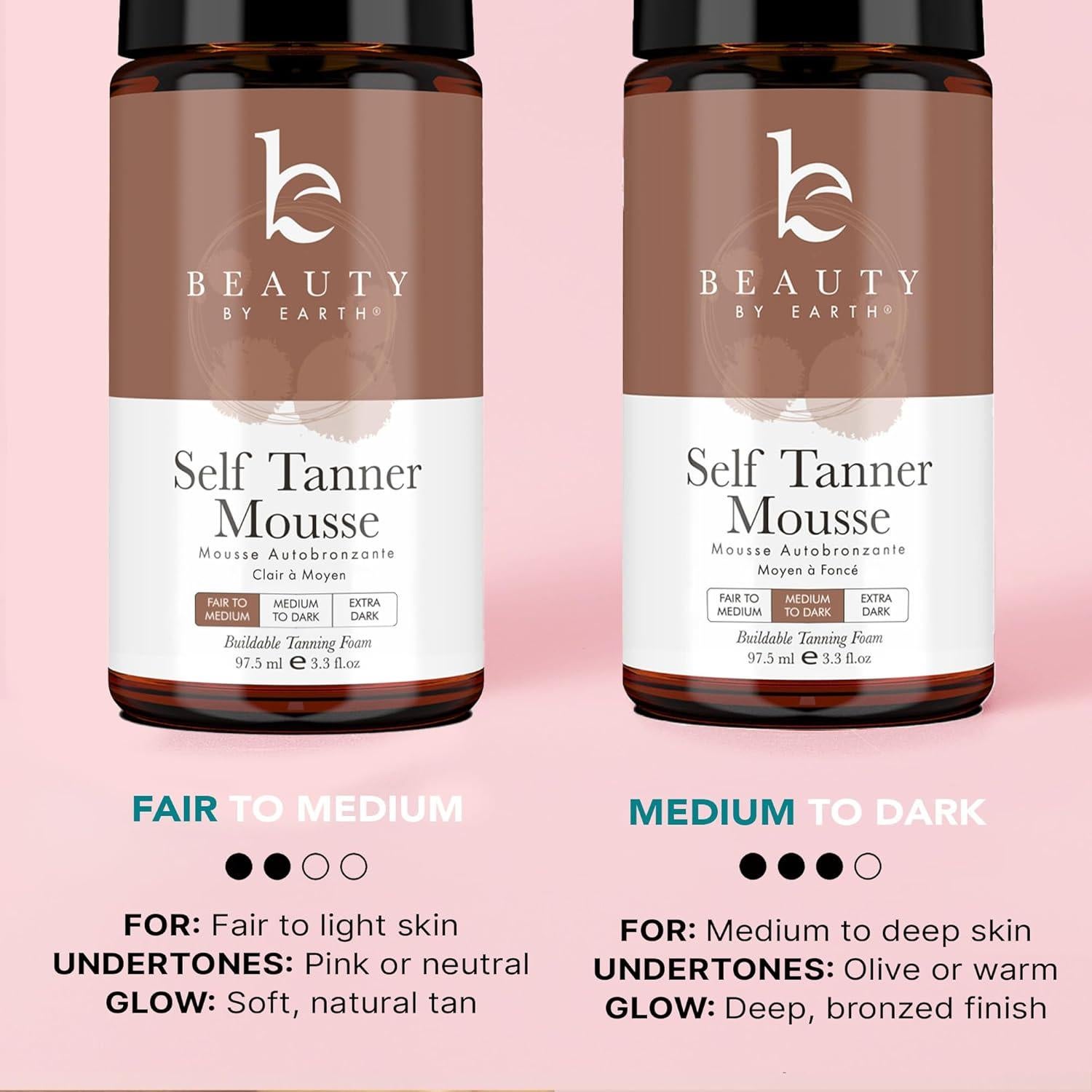 Kit Autobronceador Beauty by Earth - Mousse 97.6 ml Medio a Oscuro