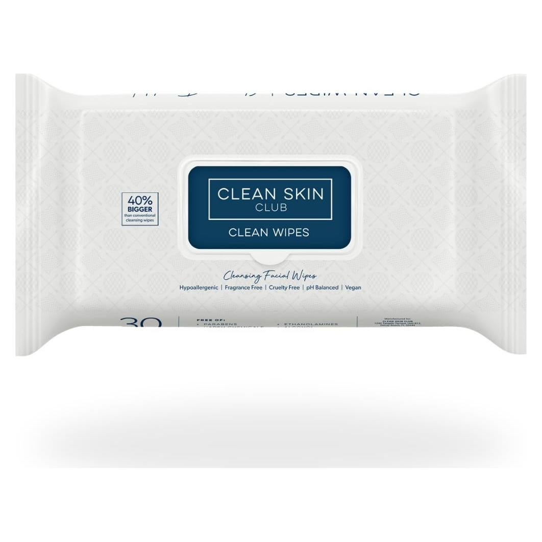 Toallitas Faciales Clean Skin Club XL 30 Piezas Sin Fragancia