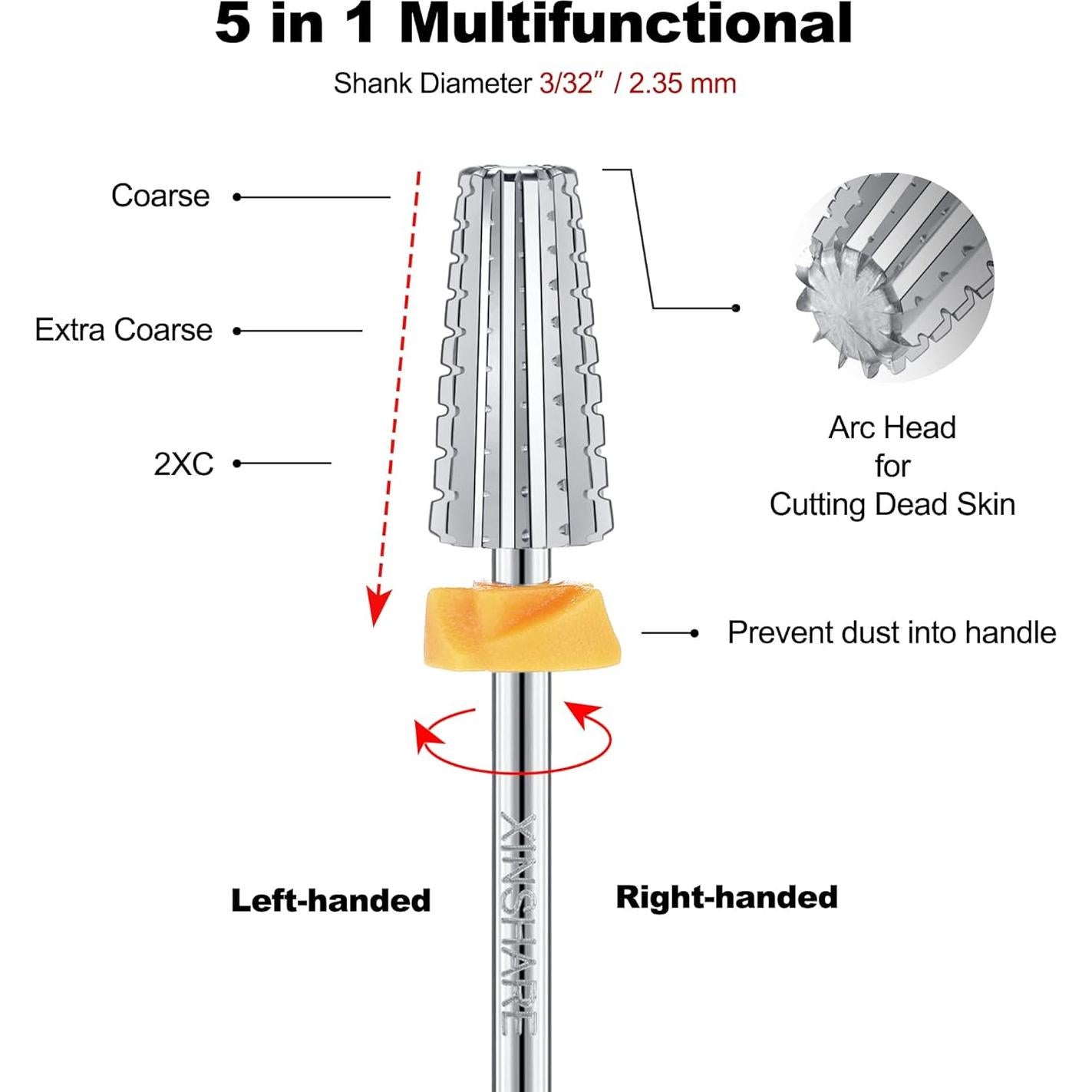Broca de Taladro 5 en 1 Xinshare para Uñas Doble Grueso 2XC