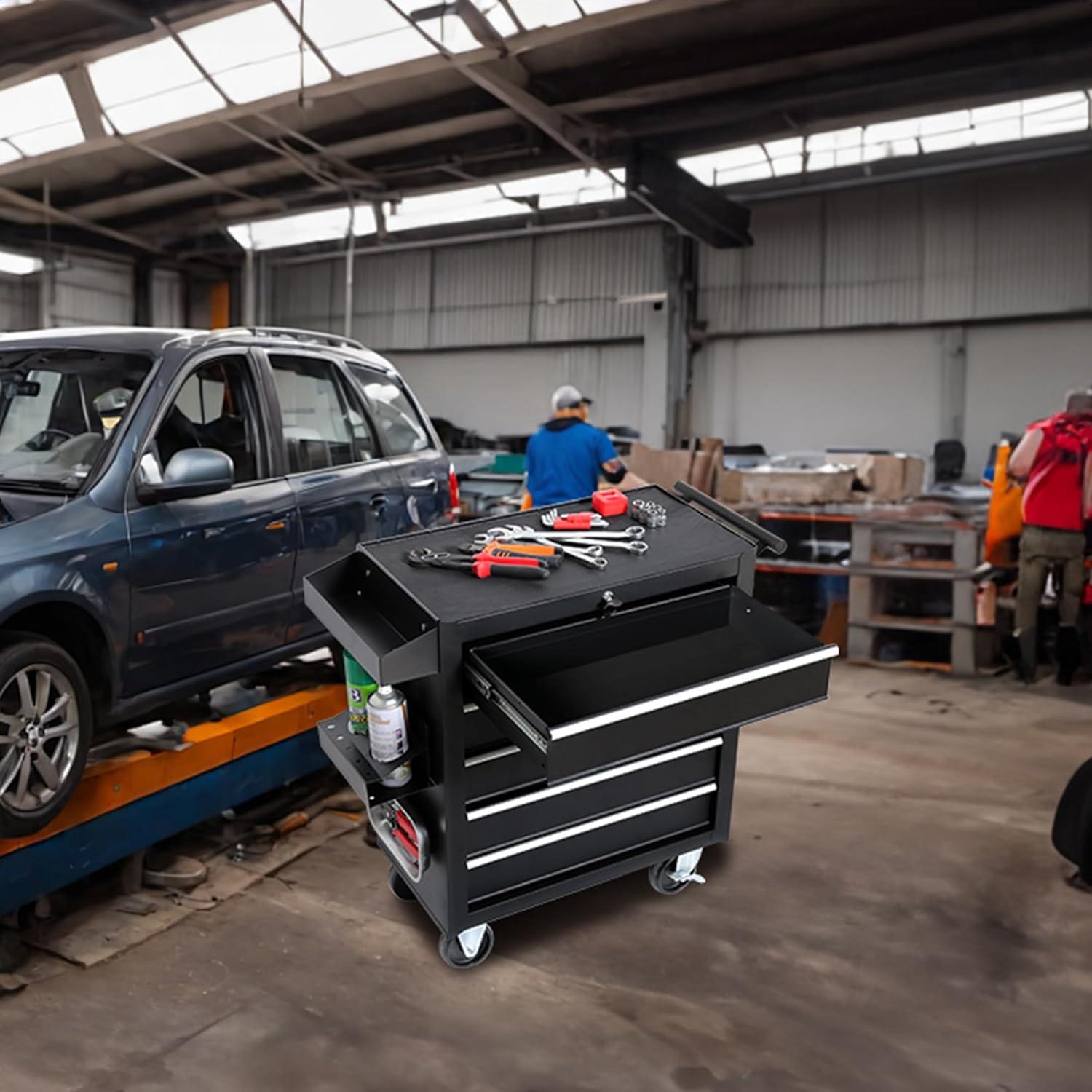 Carro de herramientas TANKSTORM 5 cajones negro acero rodante