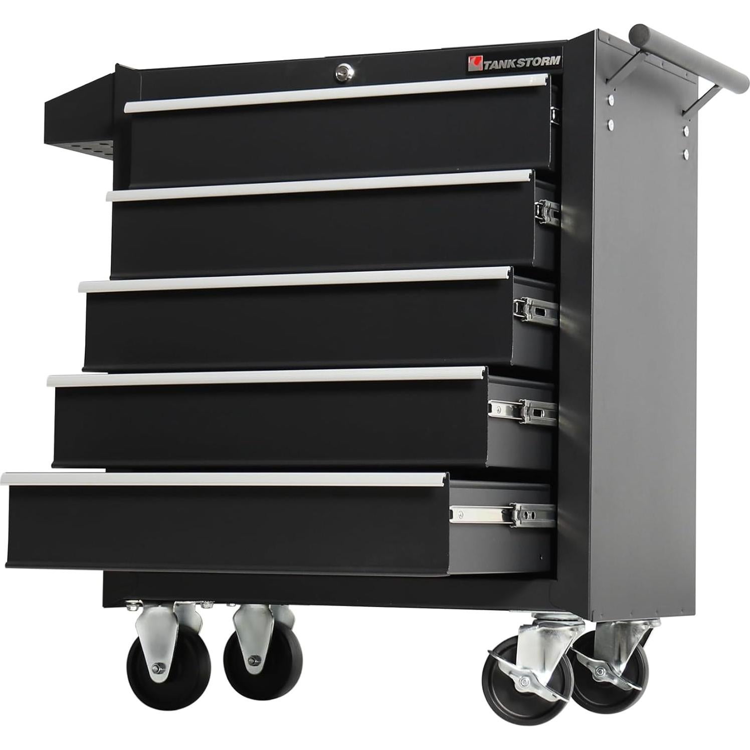 Carro de herramientas TANKSTORM 5 cajones negro acero rodante