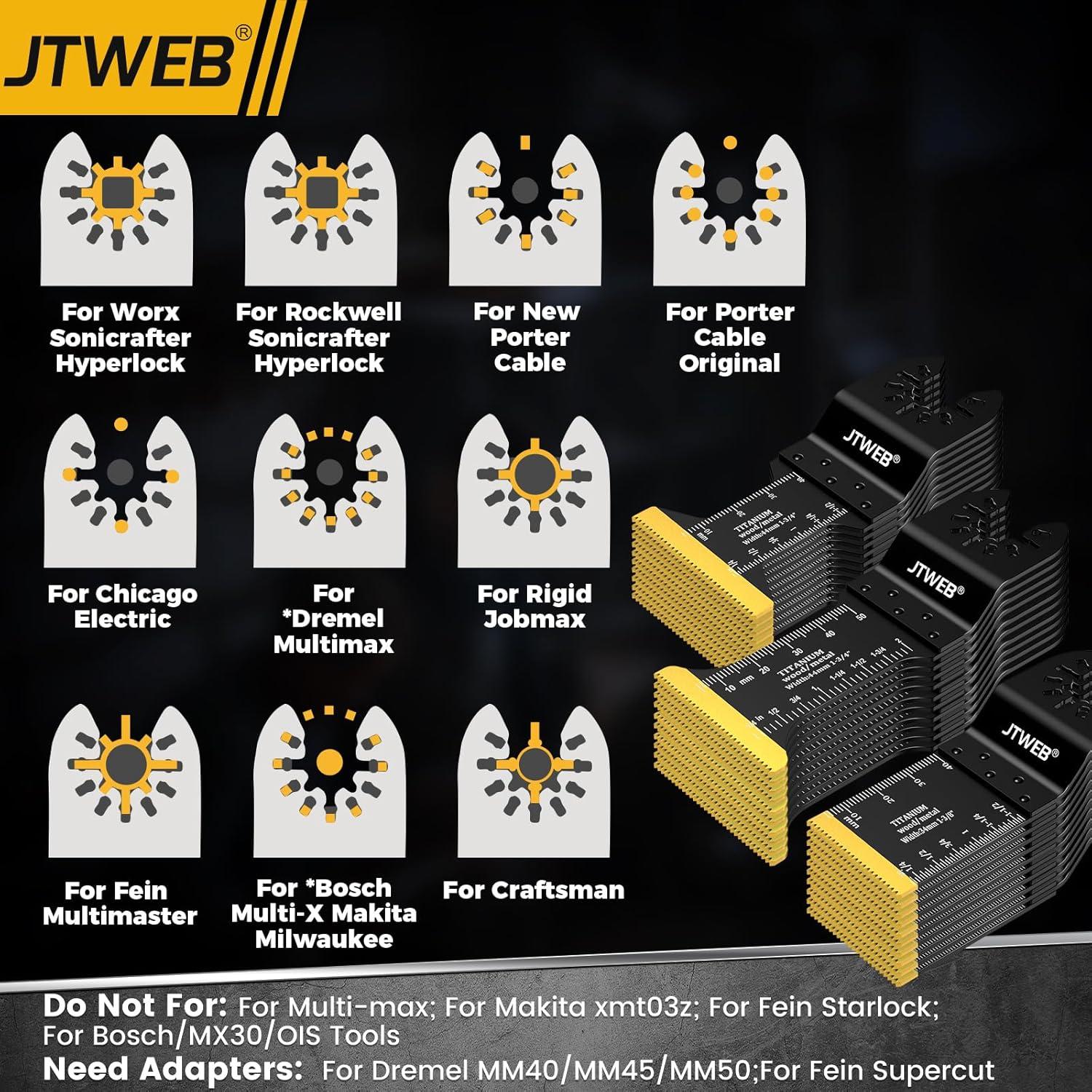 Kit de Cuchillas Oscilantes JTWEB 15PCS Titanio para Multitool