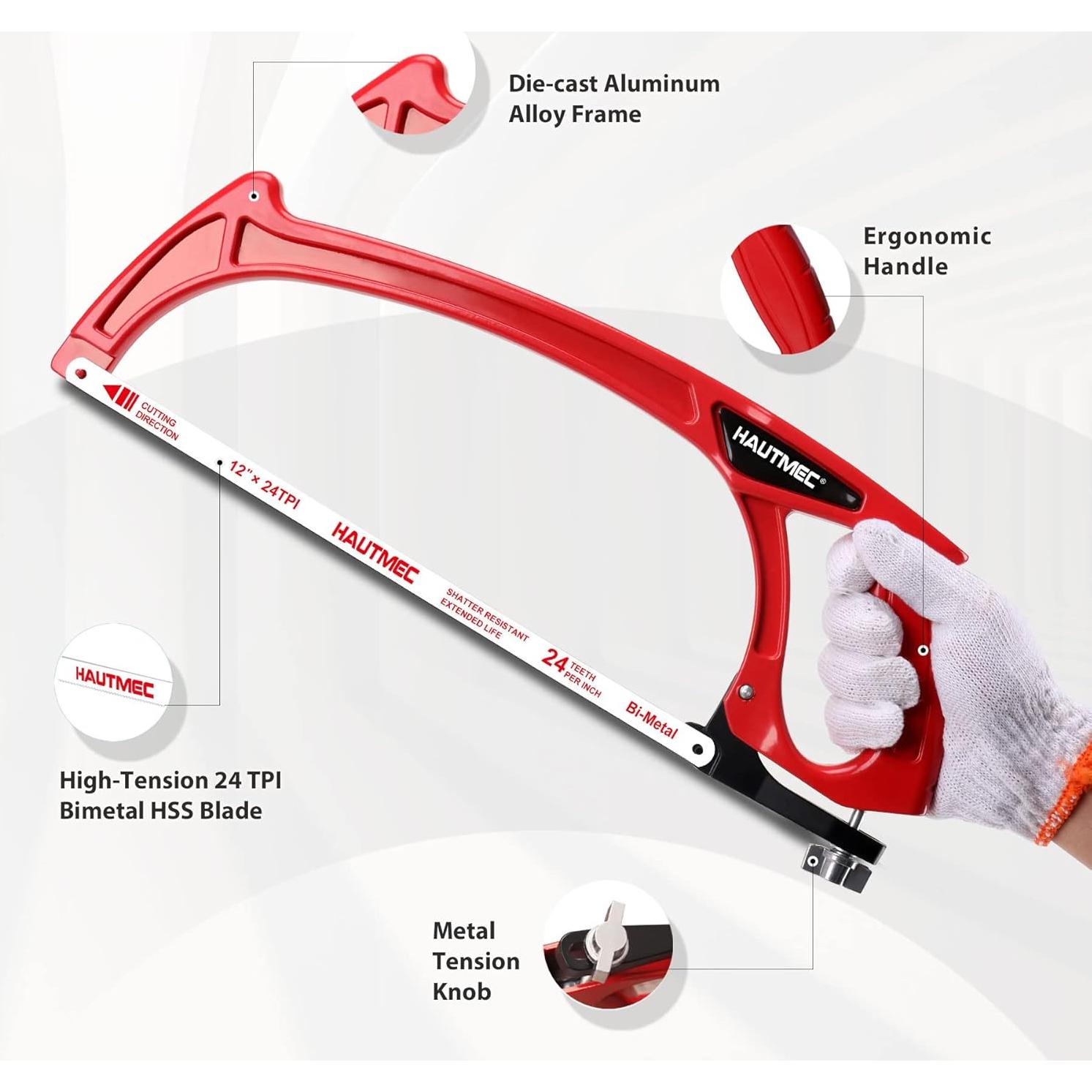Sierra de Arco Ajustable HAUTMEC 30.48 cm HSS 24 TPI Profesional