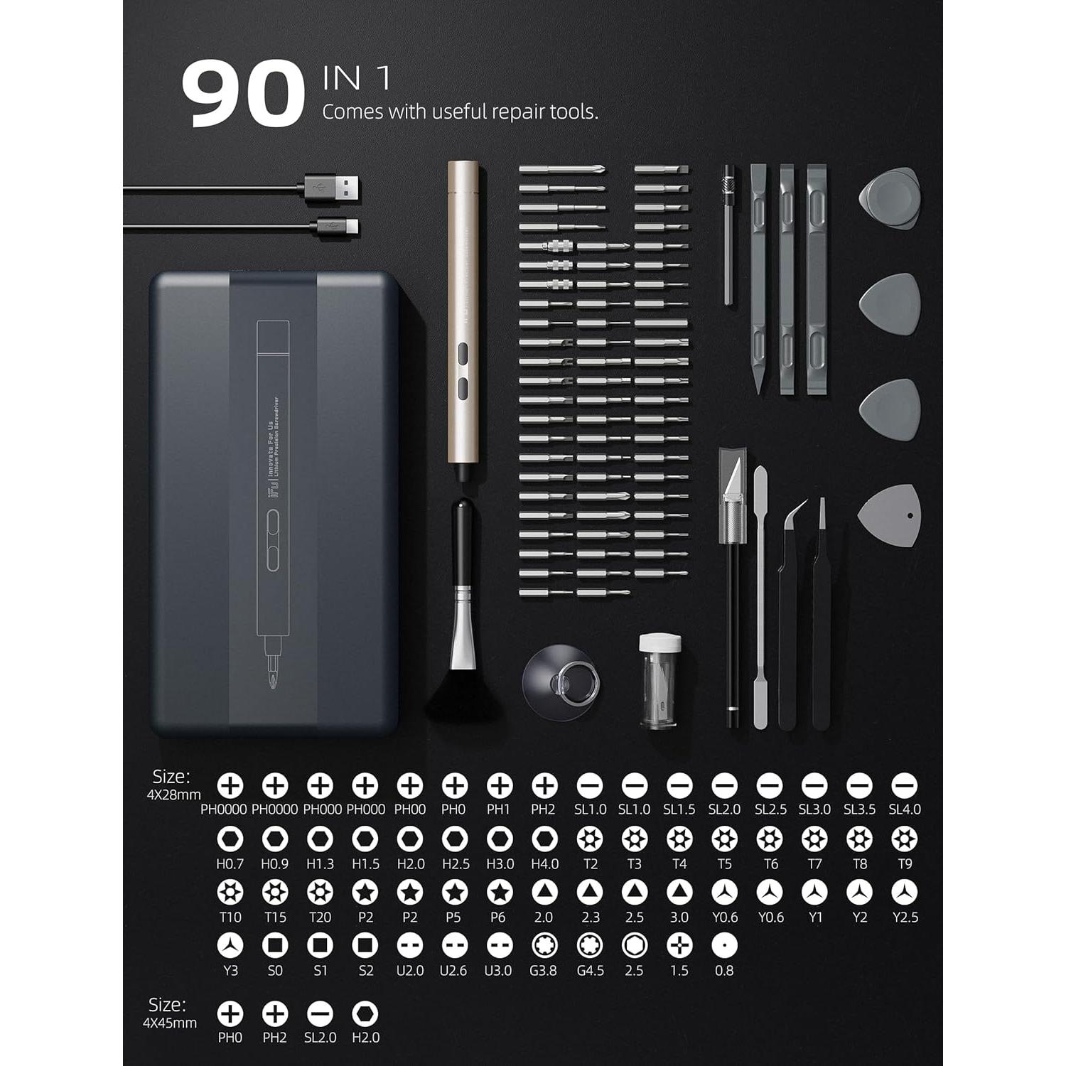 Destornillador Eléctrico iFu MR1 PLUS 90 en 1 con Luz LED