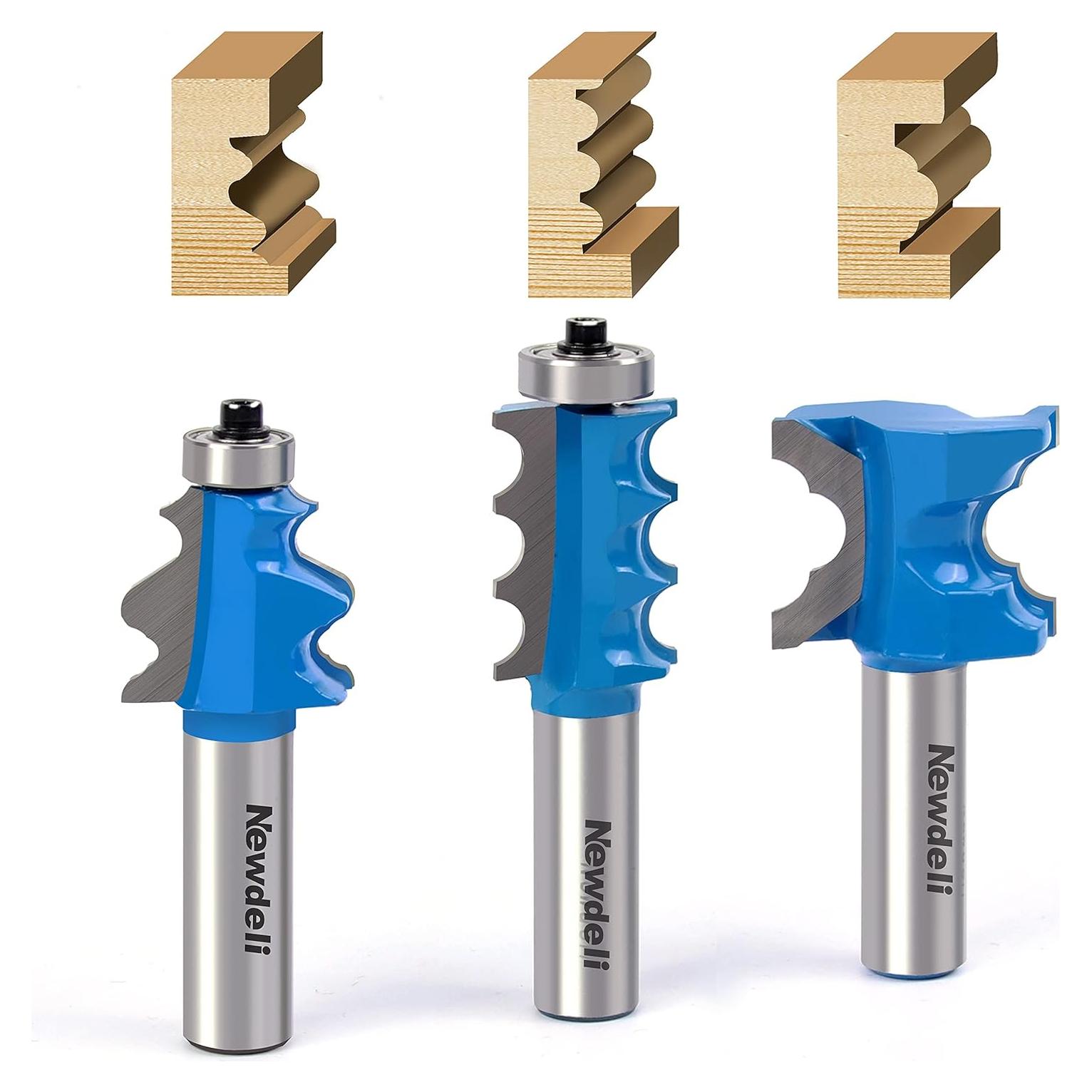 Conjunto de 3 brocas de enrutador Newdeli 12.7mm para madera