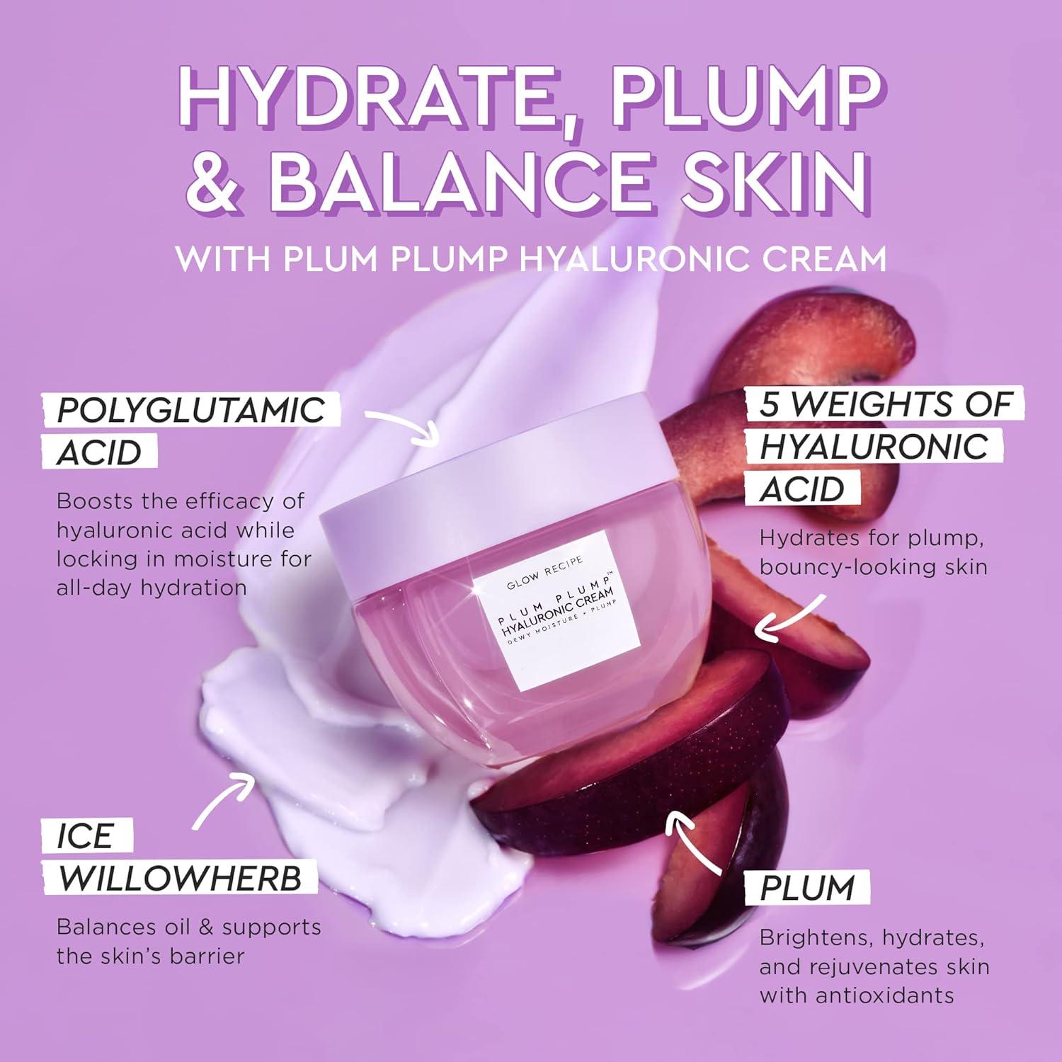 Crema Facial Hidratante Glow Recipe Plum Plump 20ml - Ácido Hialurónico