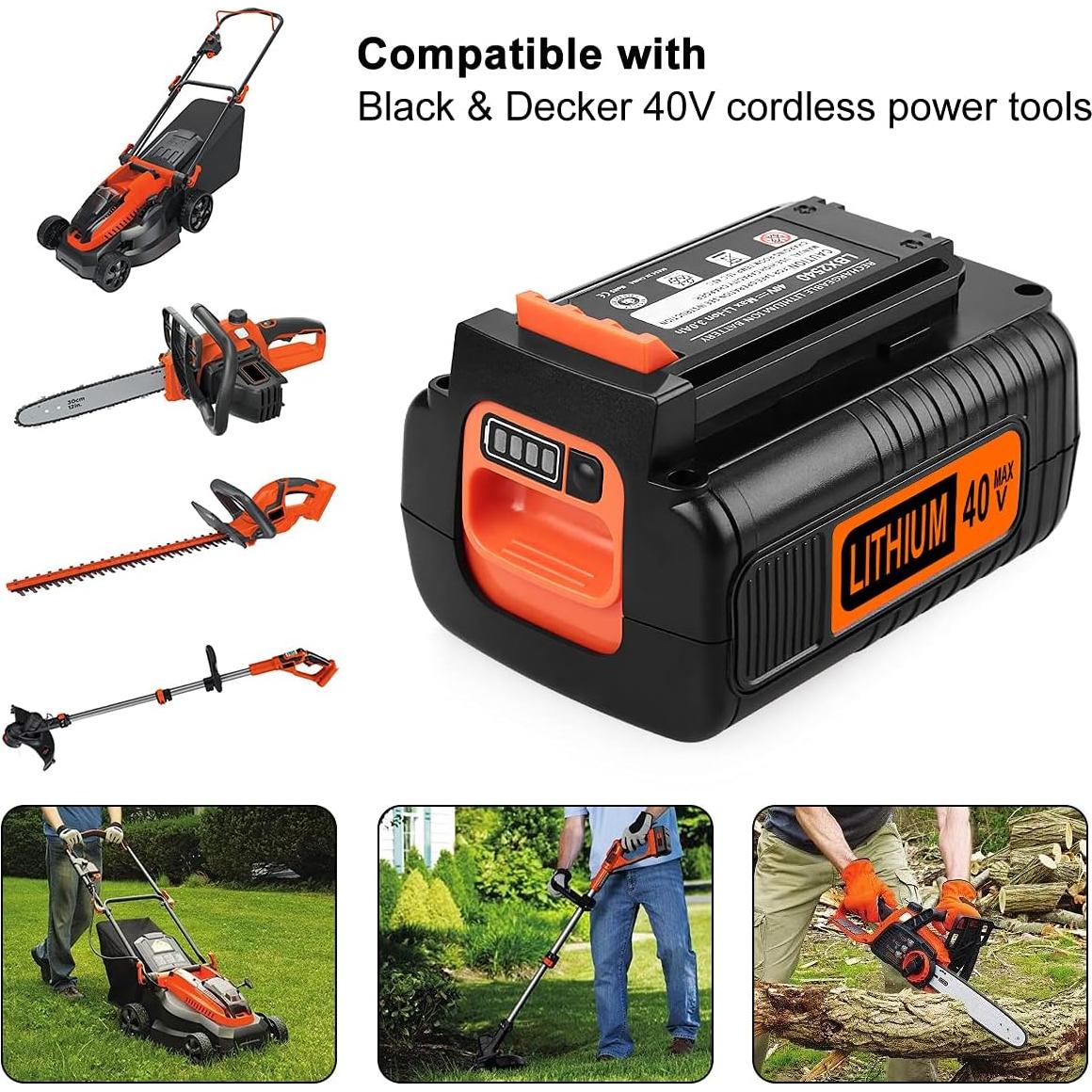 Batería de Reemplazo 40V 3000mAh para Black+Decker LBX2040