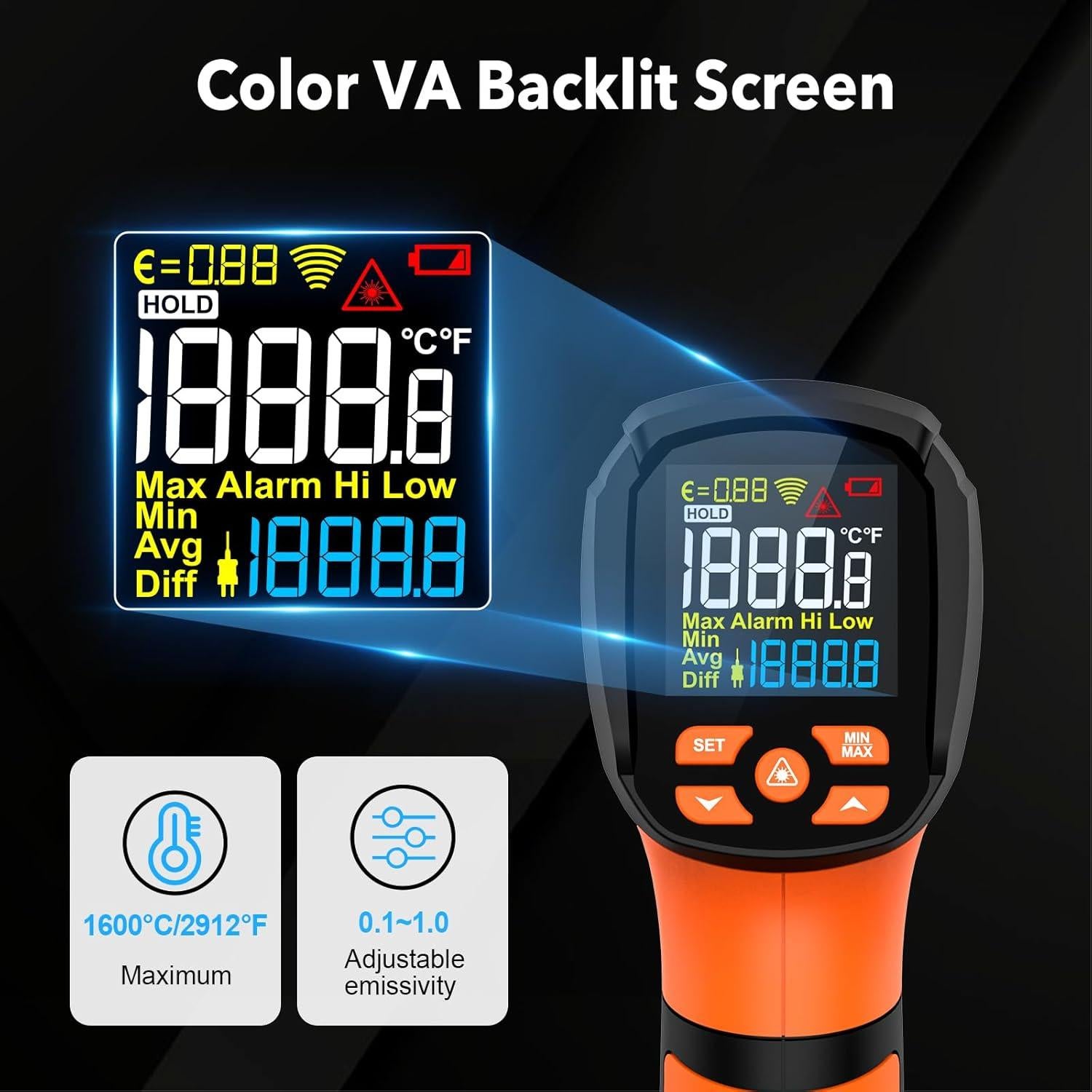 Termómetro Infrarrojo MESTEK IR05A -40 a 1600°C Pantalla LCD