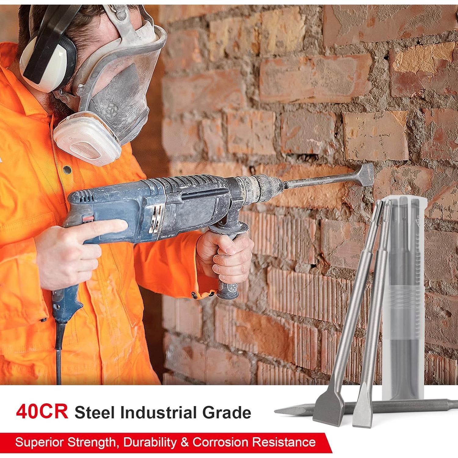 Juego de Cinceles SDS-Plus TEWORDA 3 Piezas para Concreto