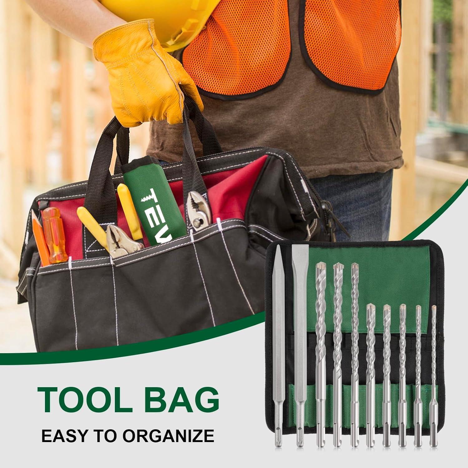 Juego de 10 Brocas y Cinceles SDS Plus TEWORDA para Concreto