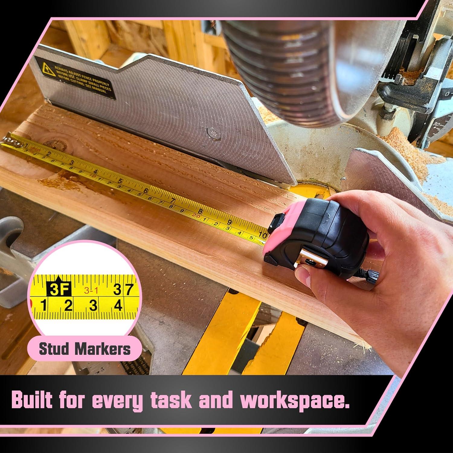 Cinta Métrica Retráctil Bullseye 3.6m Rosa Compacta