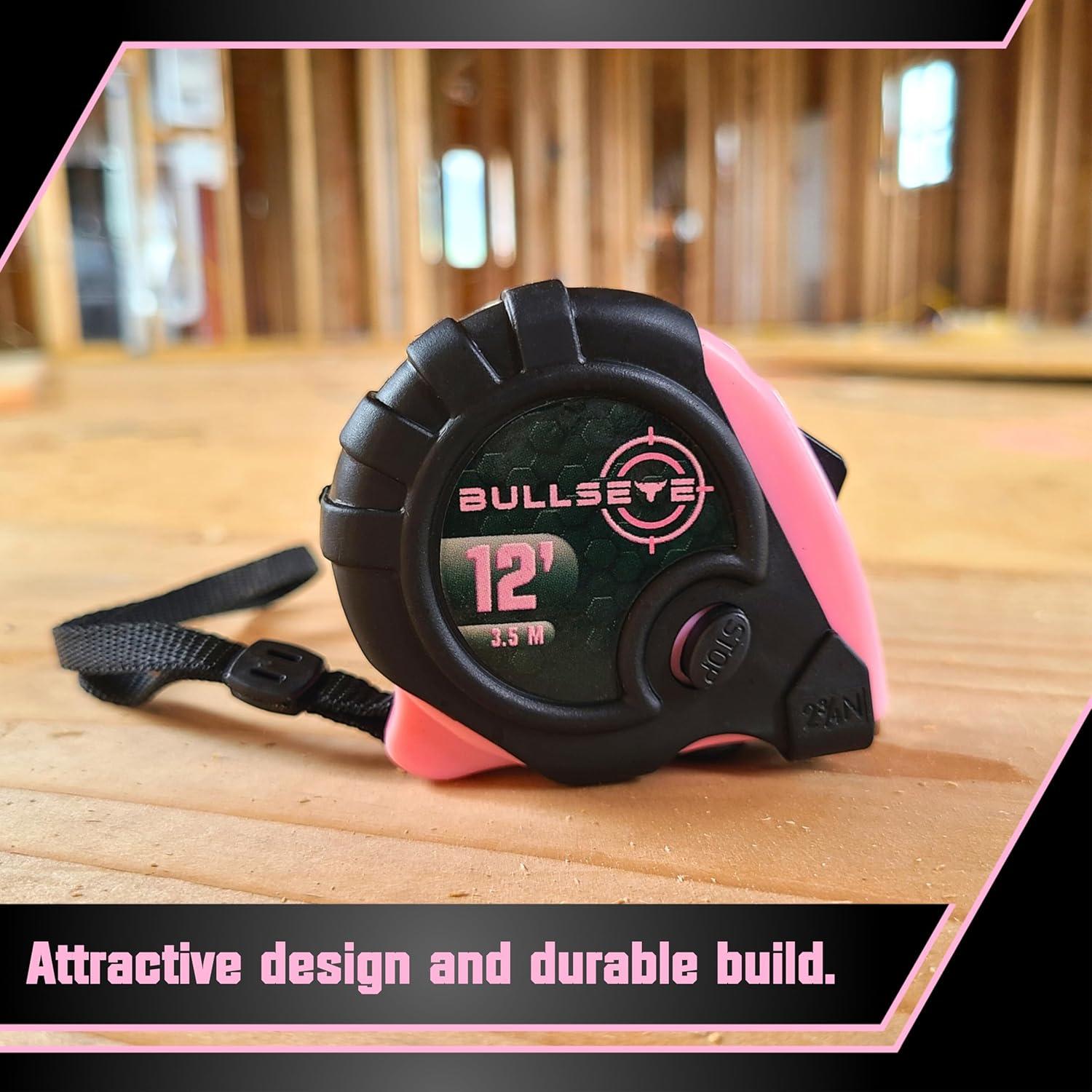 Cinta Métrica Retráctil Bullseye 3.6m Rosa Compacta