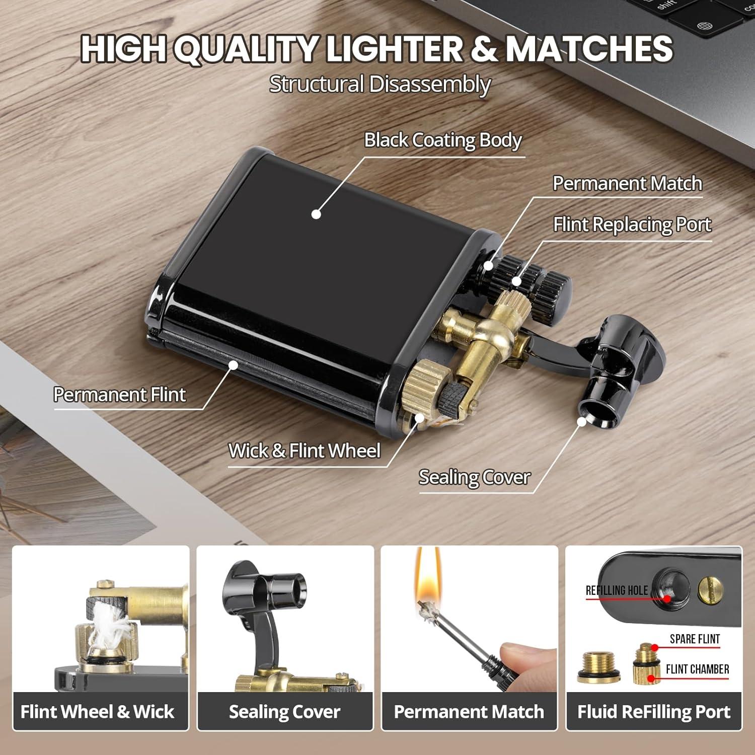 Encendedor Vintage Choicedc de Queroseno Recargable Negro