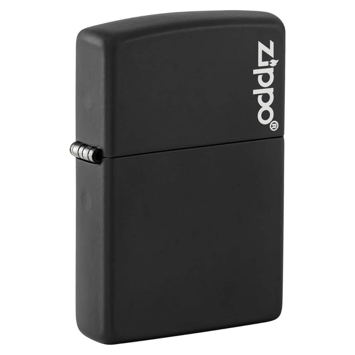 Zippo Logo Black Matte Pocket Lighter