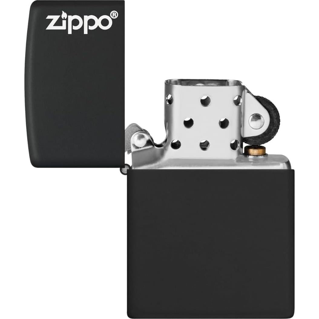 Zippo Logo Black Matte Pocket Lighter