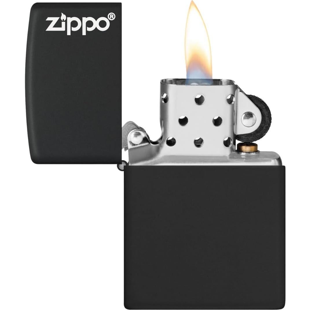 Zippo Logo Black Matte Pocket Lighter