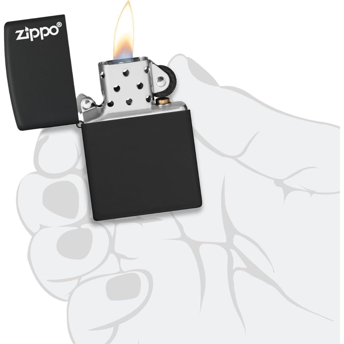Zippo Logo Black Matte Pocket Lighter
