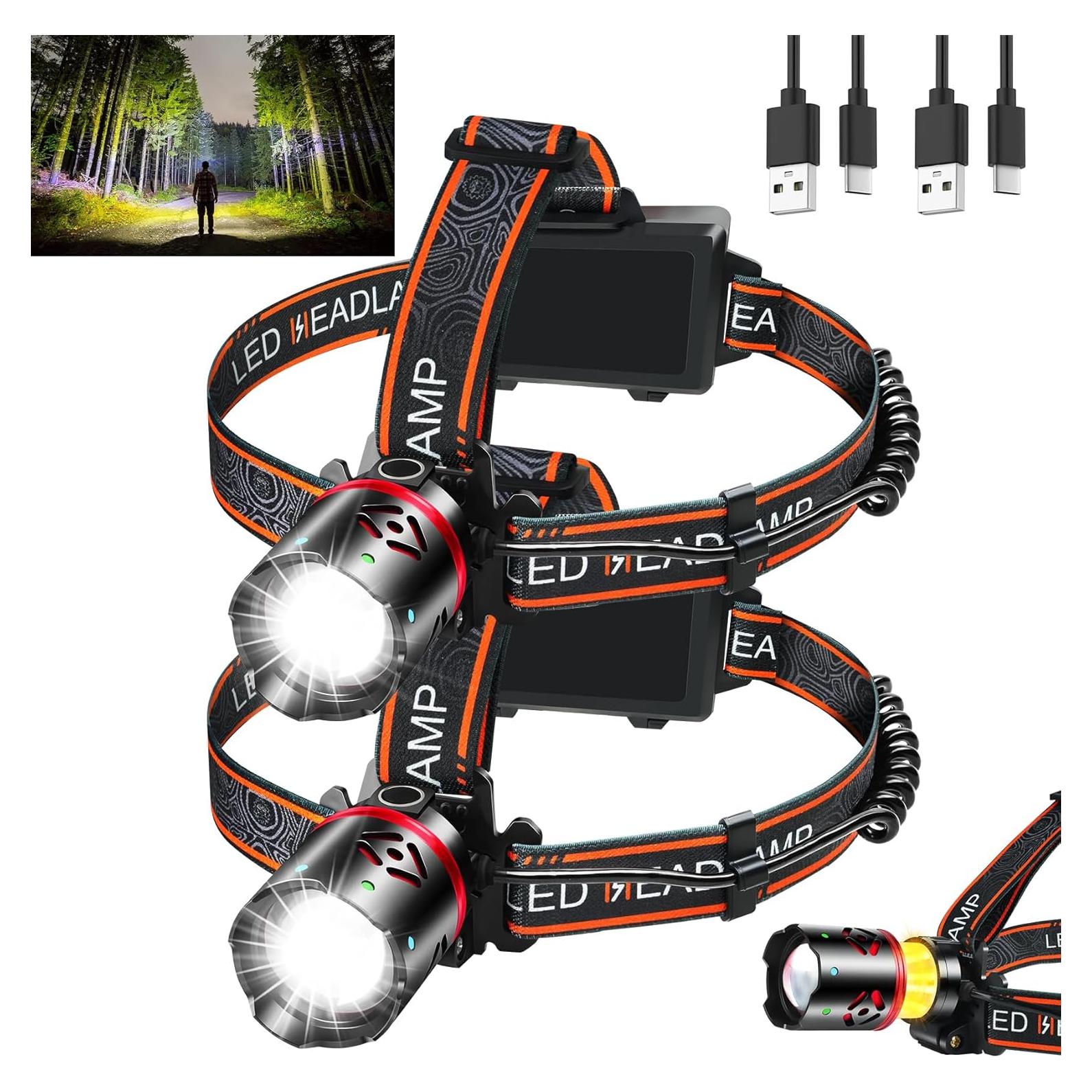 Linterna Frontal Recargable Senduzll01 5000LM 2 Piezas IPX4