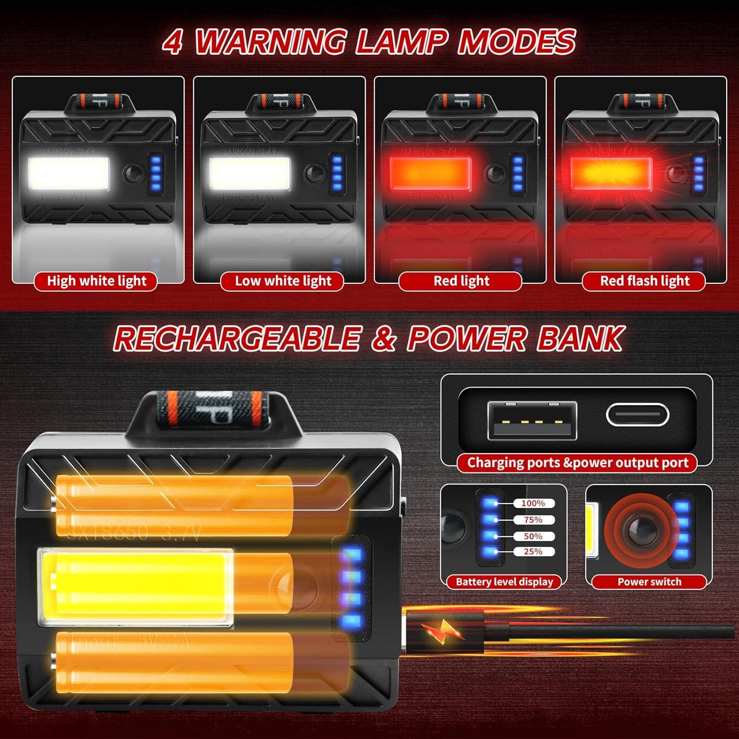 Linterna Frontal Recargable Senduzll01 5000LM 2 Piezas IPX4