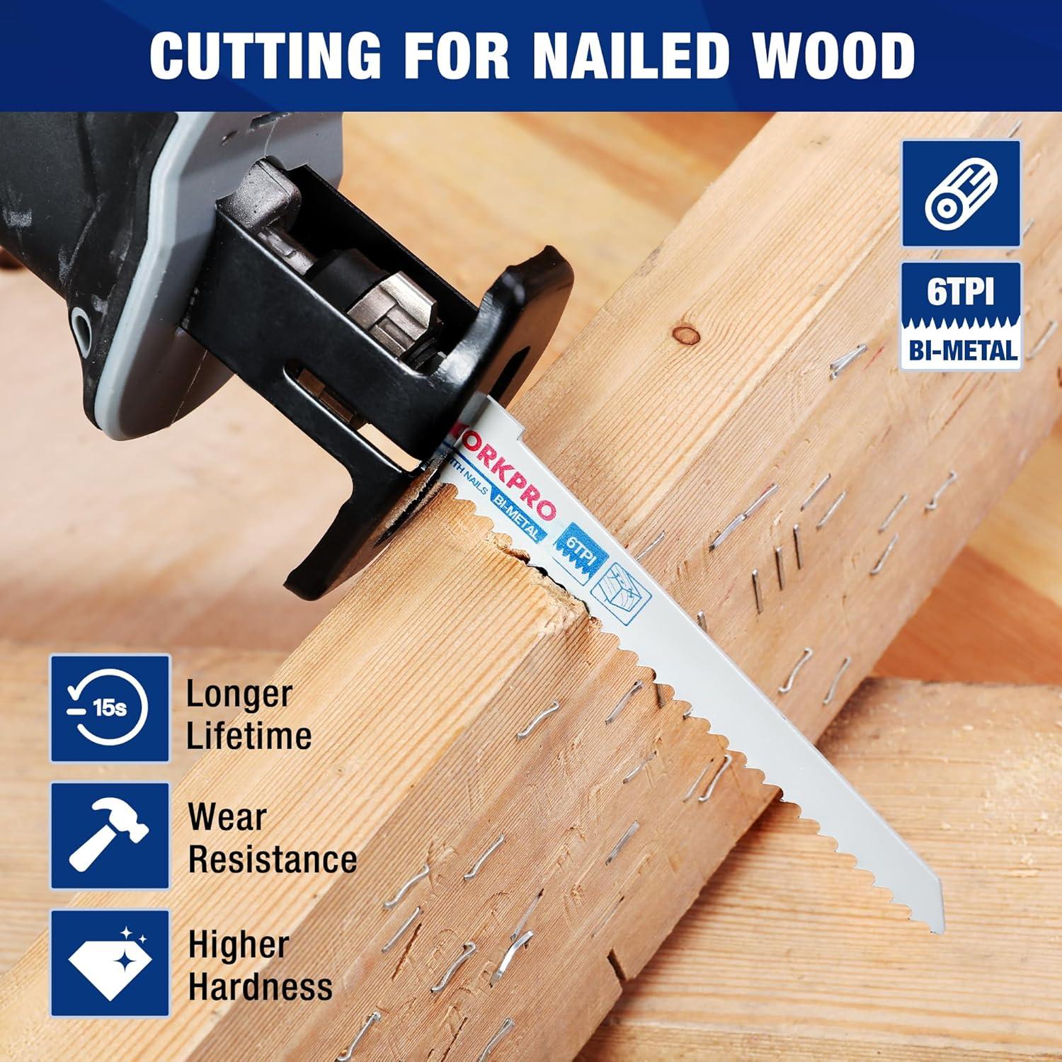 WORKPRO Juego de 10 Hojas de Sierra Recíproca BIM para Metal y Madera