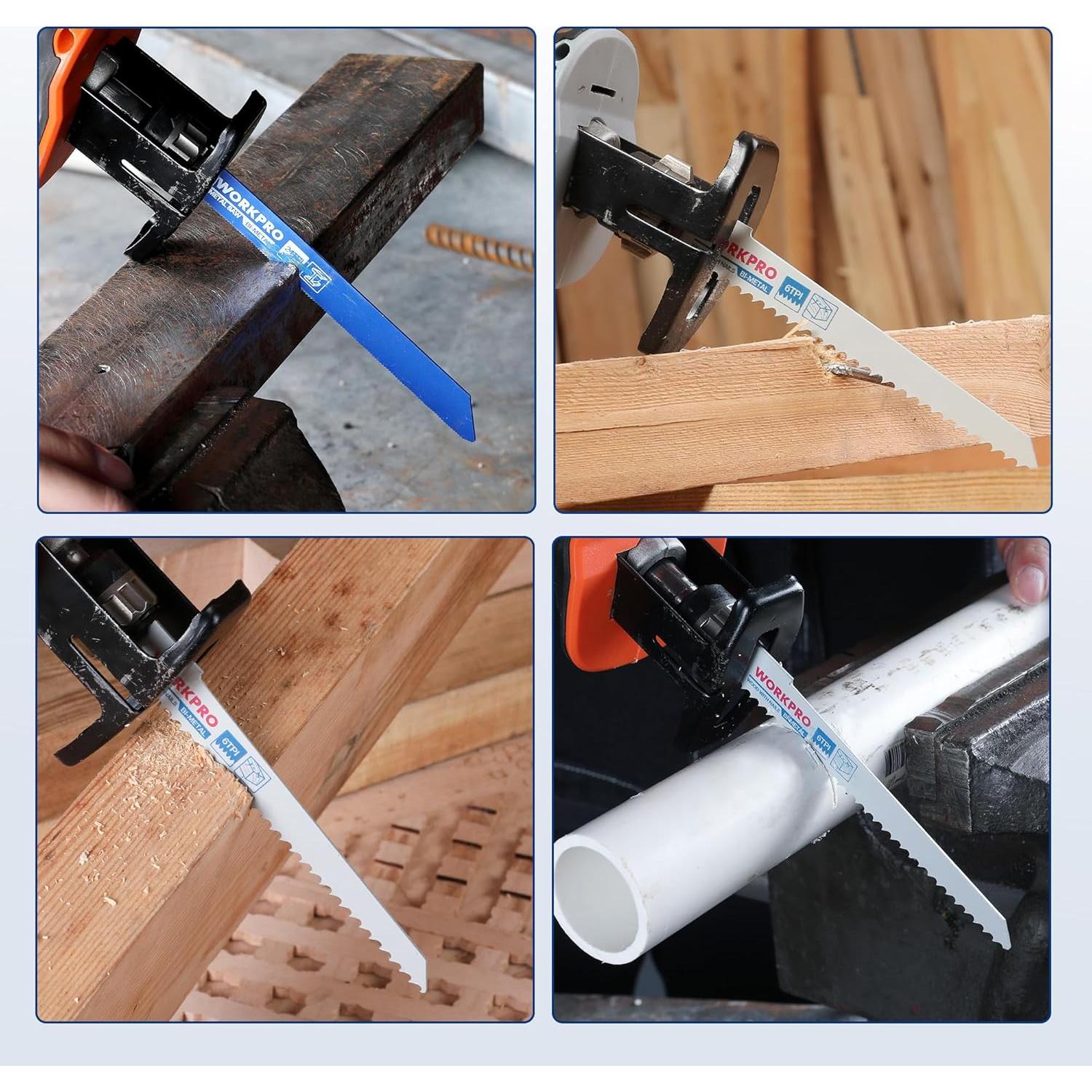 WORKPRO Juego de 10 Hojas de Sierra Recíproca BIM para Metal y Madera