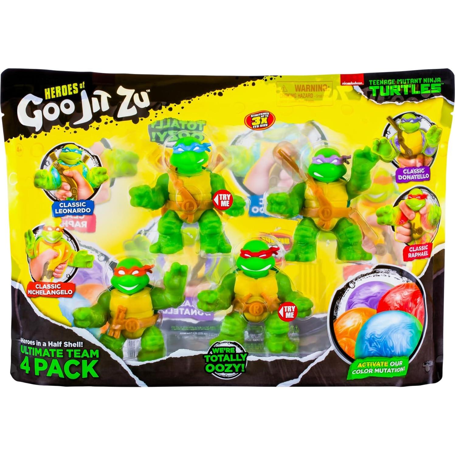 Héroes de Goo Jit Zu Tortugas Ninja Paquete de 4 Figuras
