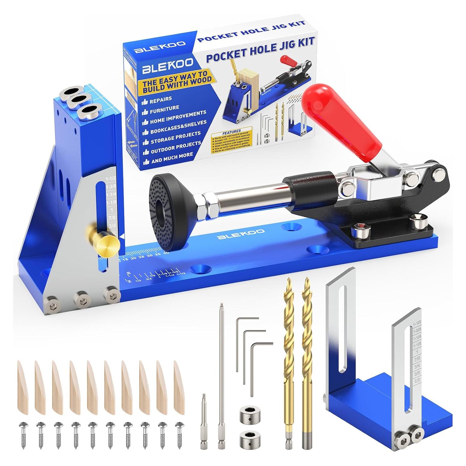 Kit de Plantilla de Agujeros Pocket BLEKOO con Brocas Titanio