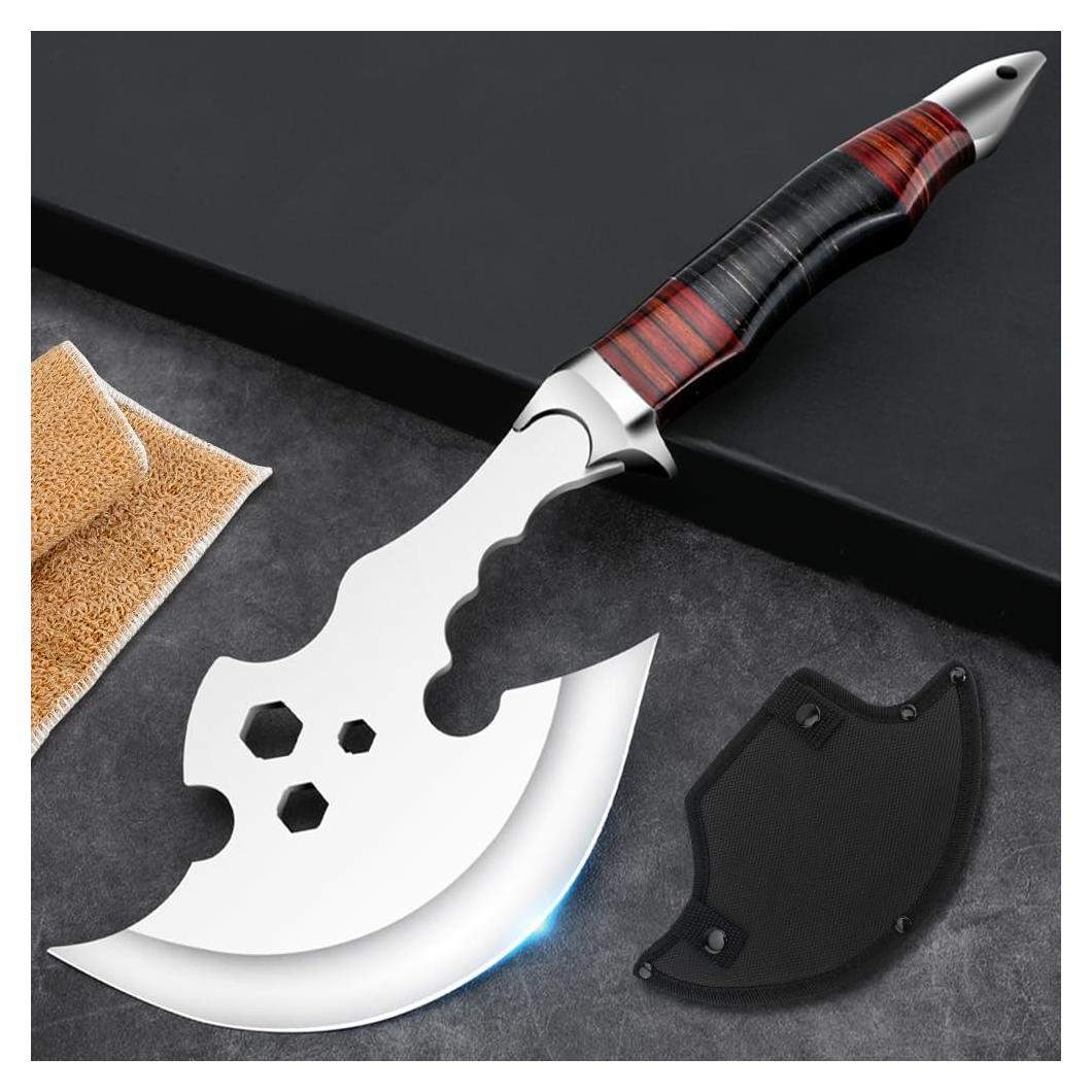 Forged Stainless Steel Well-Balanced Camping Hatchet Camping Axe with Sheath Axe Outdoor Splitting Wood for Axe, Camping, Survival, Outdoors and Chopping Wood (Black)