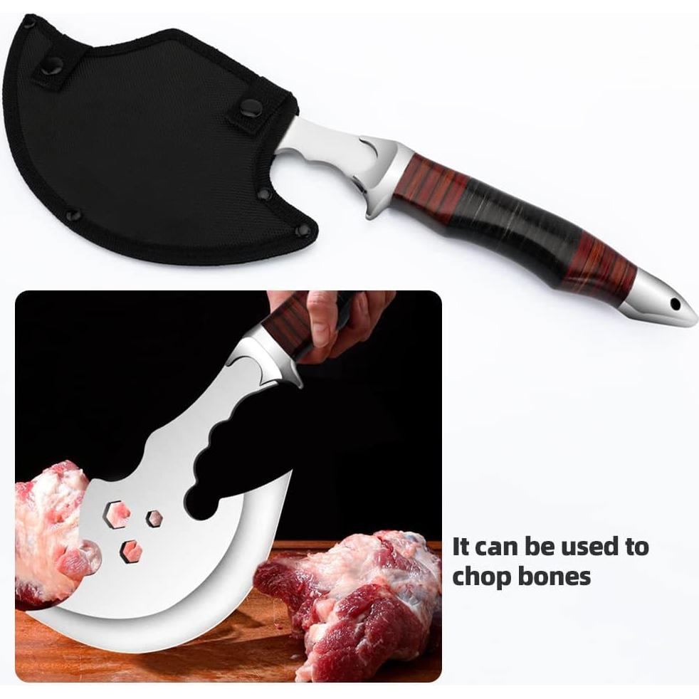 Forged Stainless Steel Well-Balanced Camping Hatchet Camping Axe with Sheath Axe Outdoor Splitting Wood for Axe, Camping, Survival, Outdoors and Chopping Wood (Black)