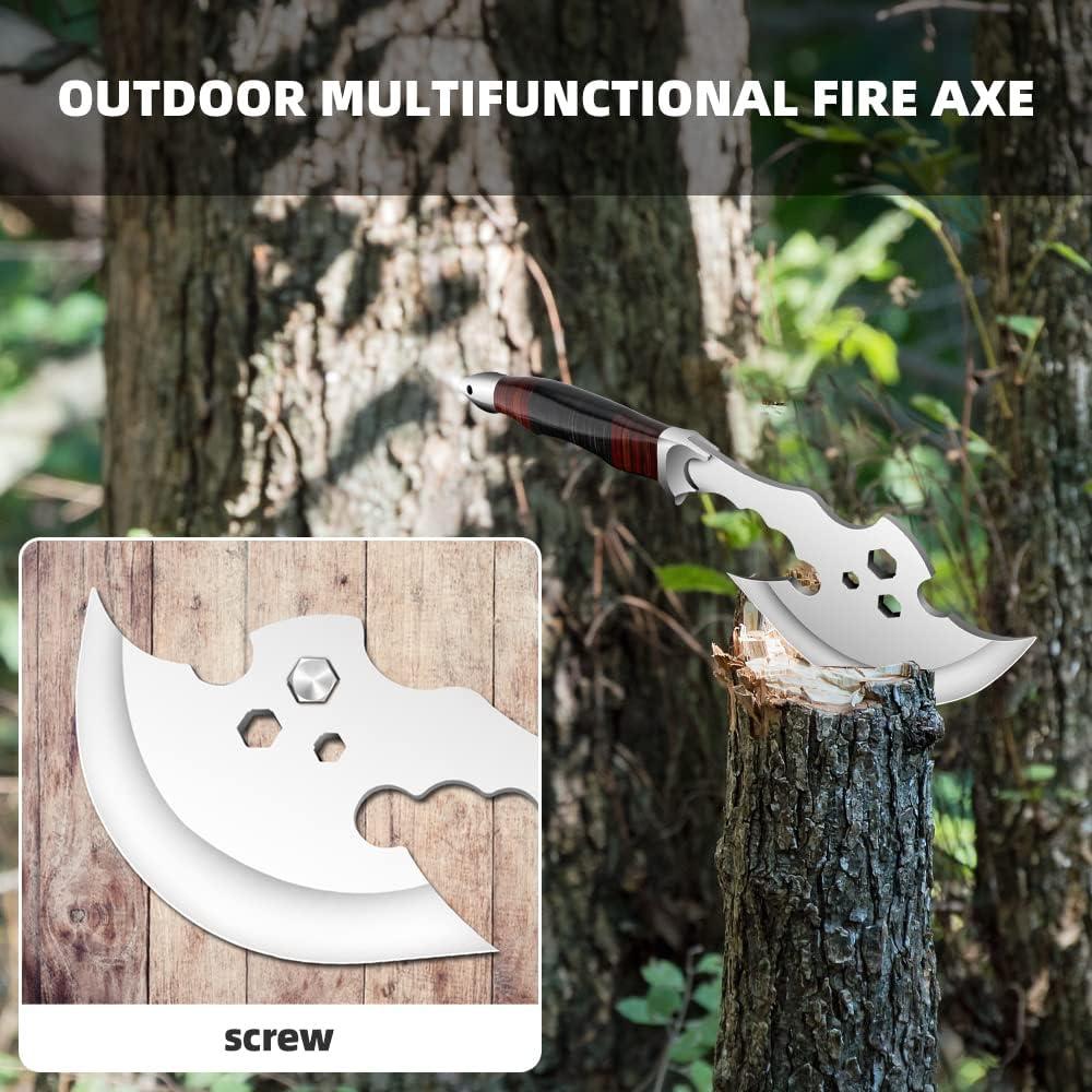 Forged Stainless Steel Well-Balanced Camping Hatchet Camping Axe with Sheath Axe Outdoor Splitting Wood for Axe, Camping, Survival, Outdoors and Chopping Wood (Black)