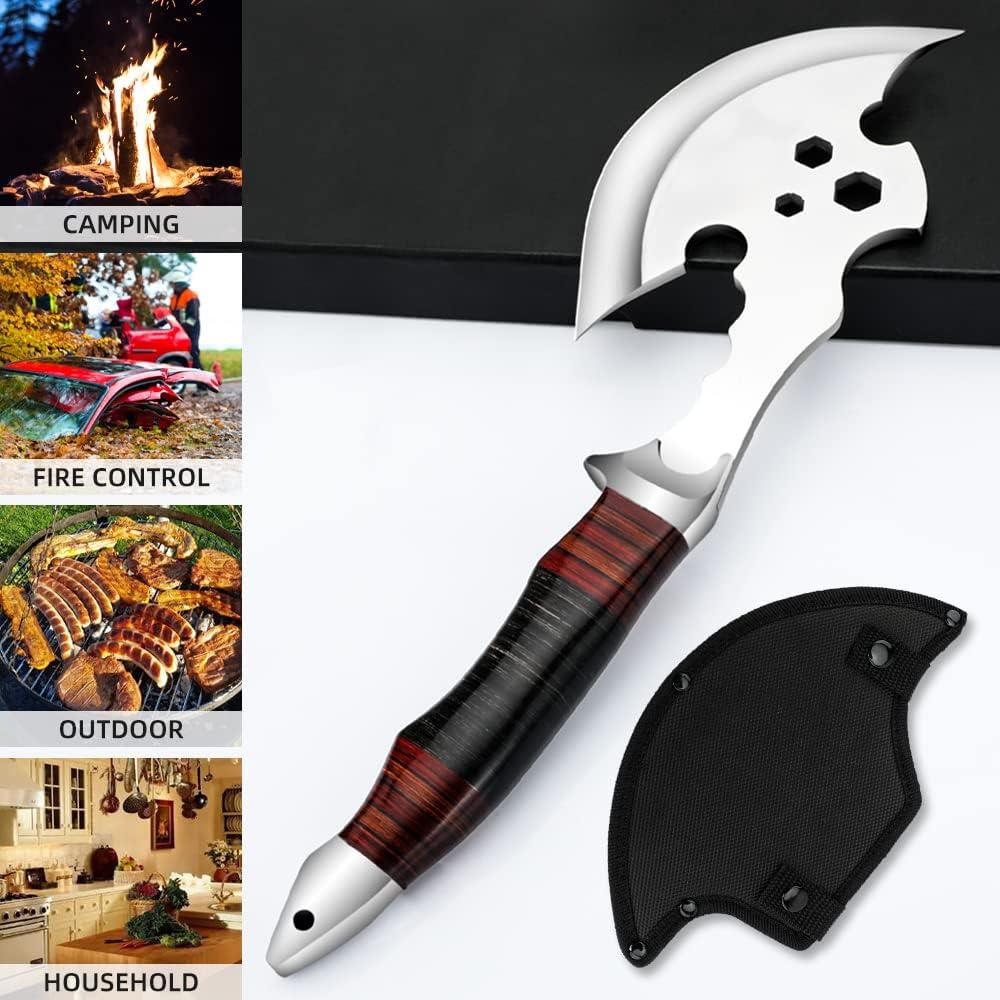 Forged Stainless Steel Well-Balanced Camping Hatchet Camping Axe with Sheath Axe Outdoor Splitting Wood for Axe, Camping, Survival, Outdoors and Chopping Wood (Black)