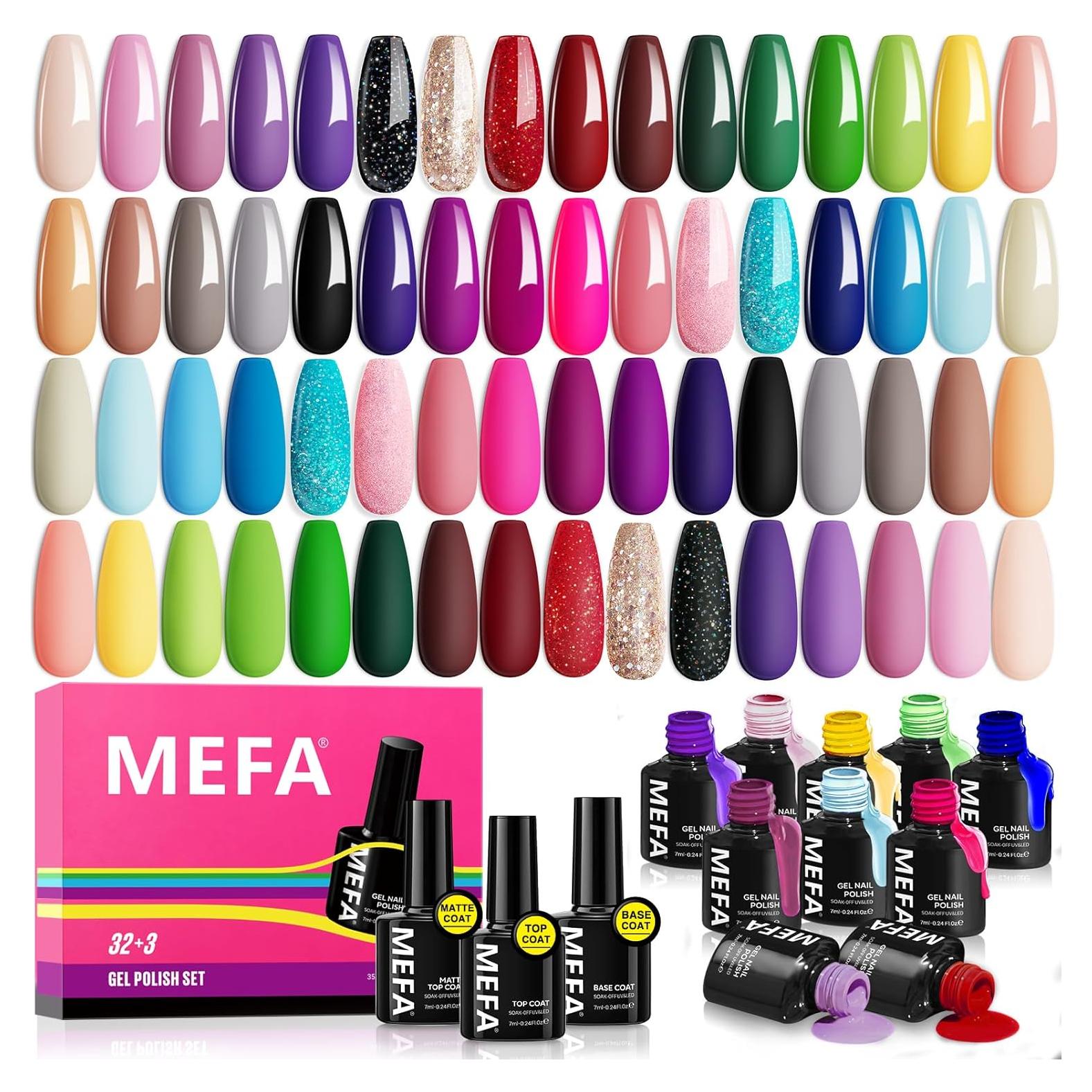 Set de Esmalte en Gel MEFA 35 Pcs 32 Colores Manicura DIY