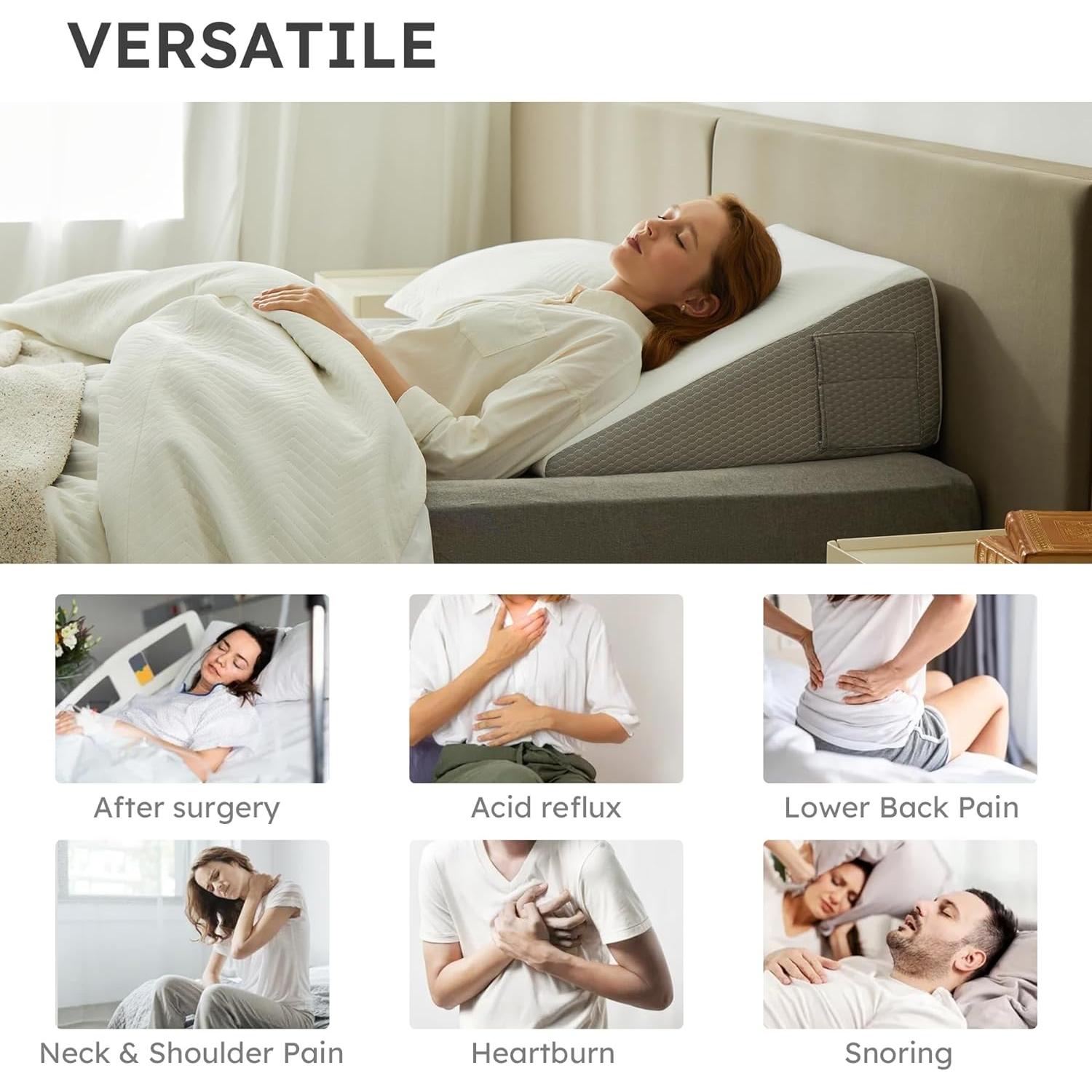 Cojín en Cuña Bedluxe 20 cm Espuma Viscoelástica Negro