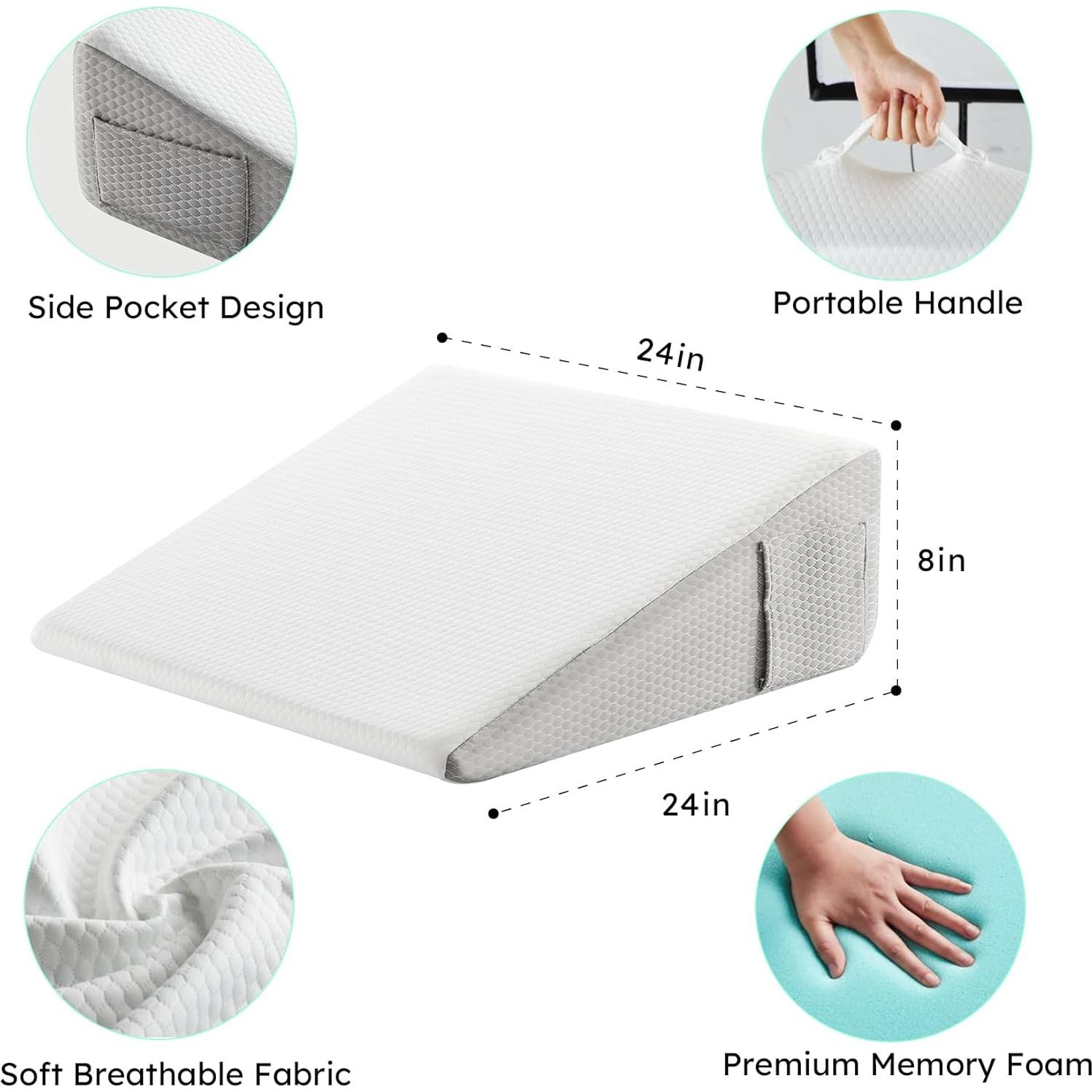 Cojín en Cuña Bedluxe 20 cm Espuma Viscoelástica Negro