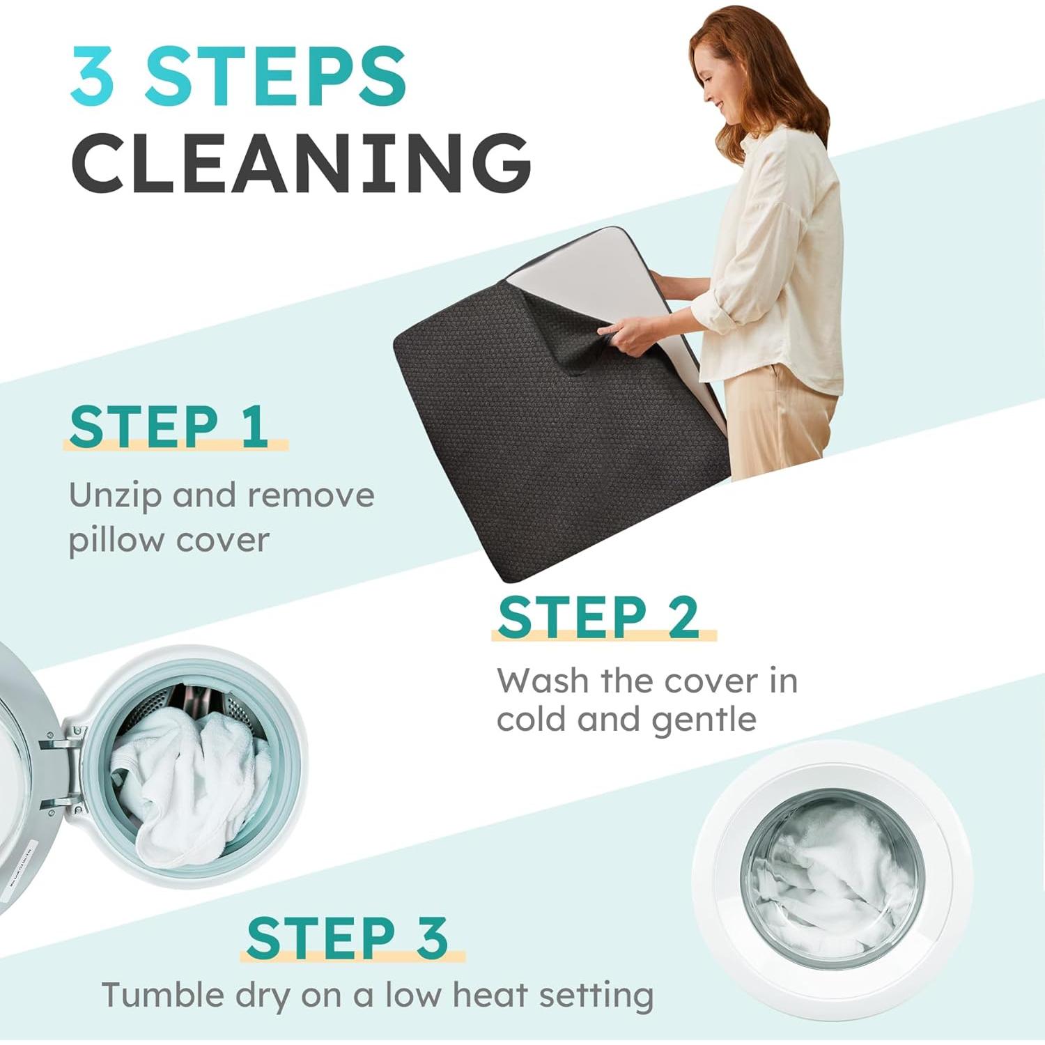 Cojín en Cuña Bedluxe 20 cm Espuma Viscoelástica Negro