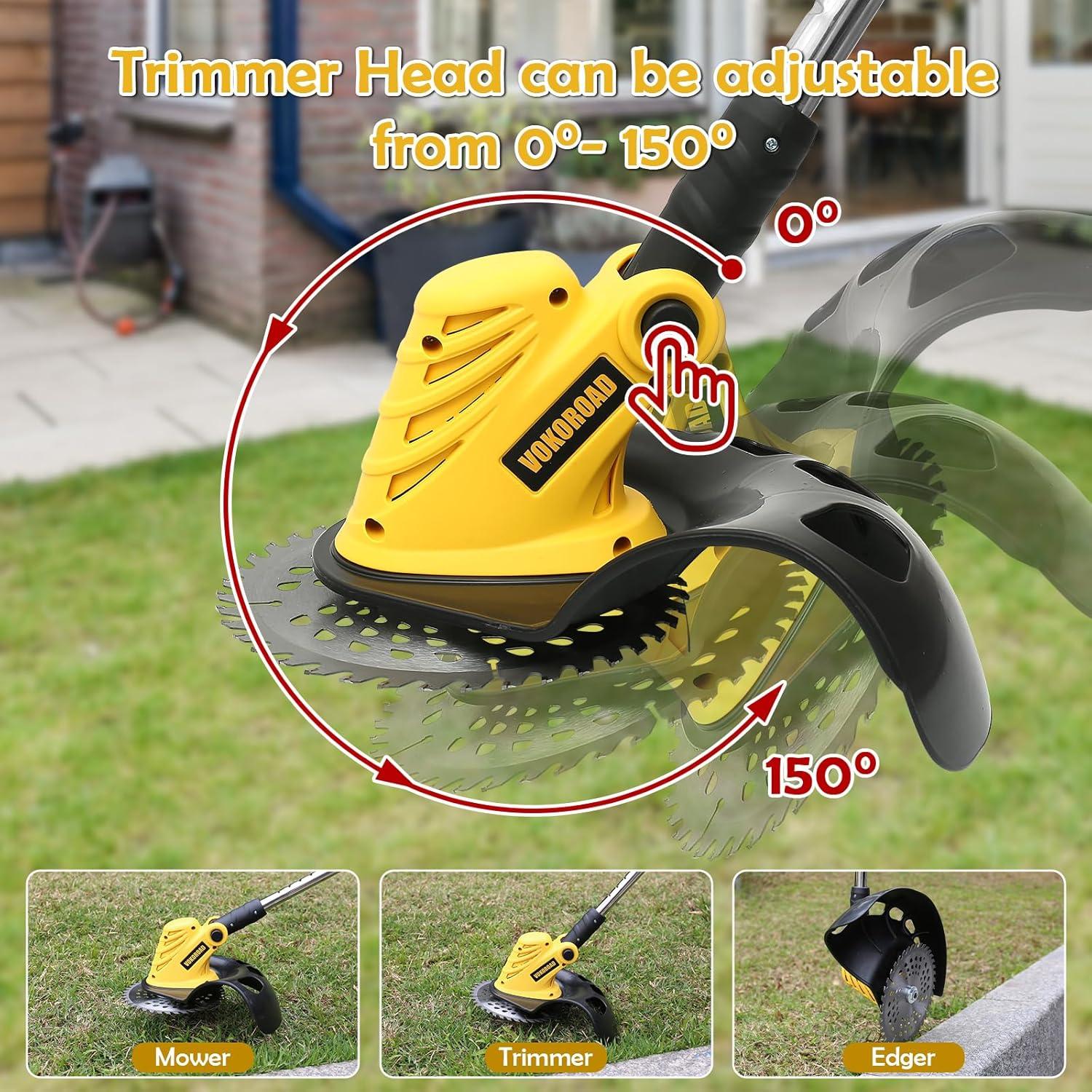 Desmalezadora Inalámbrica Vokoroad 20V Max con Cuchillas y Hilo