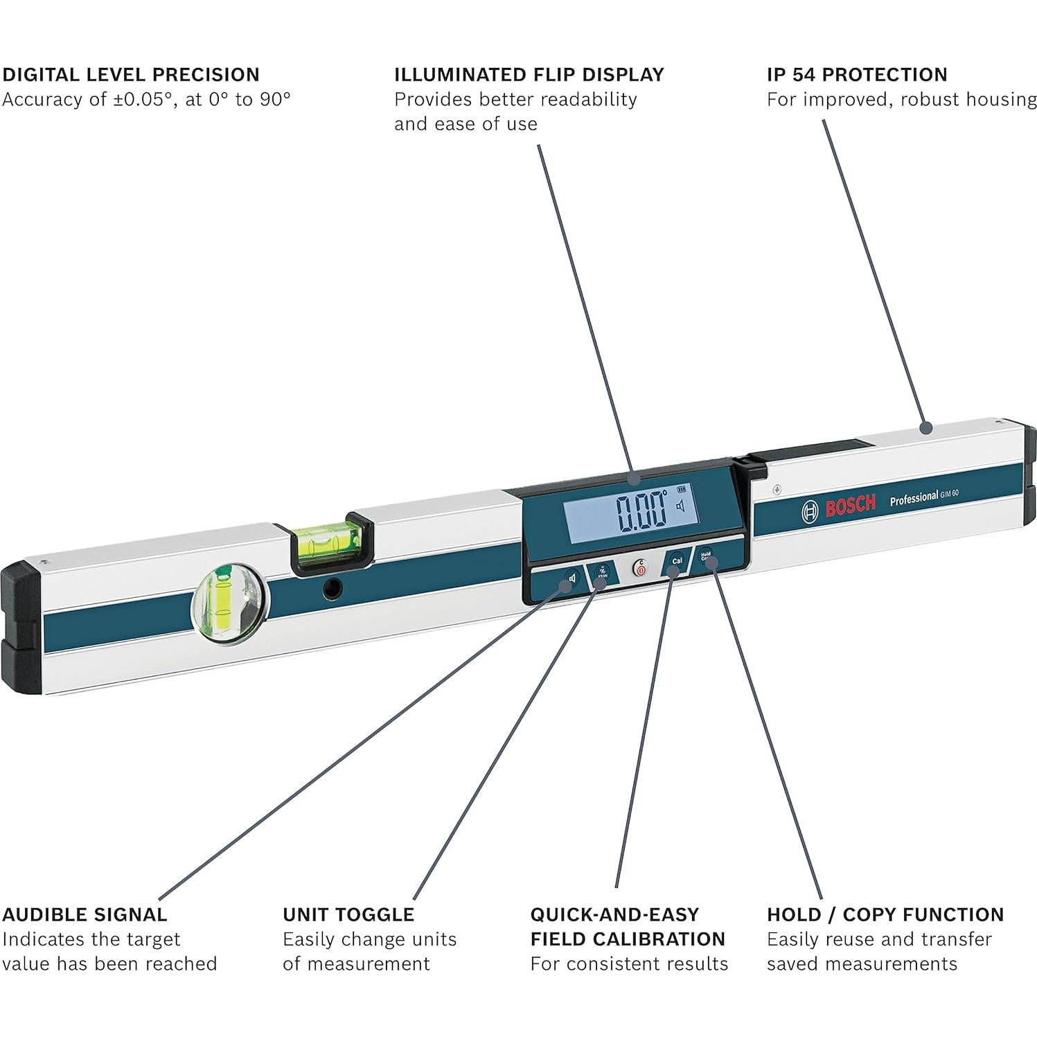 Nivel Digital Bosch GIM 60 de 60 cm con Pantalla Iluminada