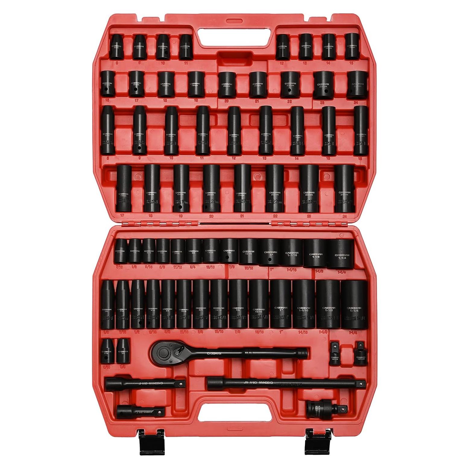 Juego Maestro de 70 Piezas Enchufes de Impacto 1/2" CASOMAN