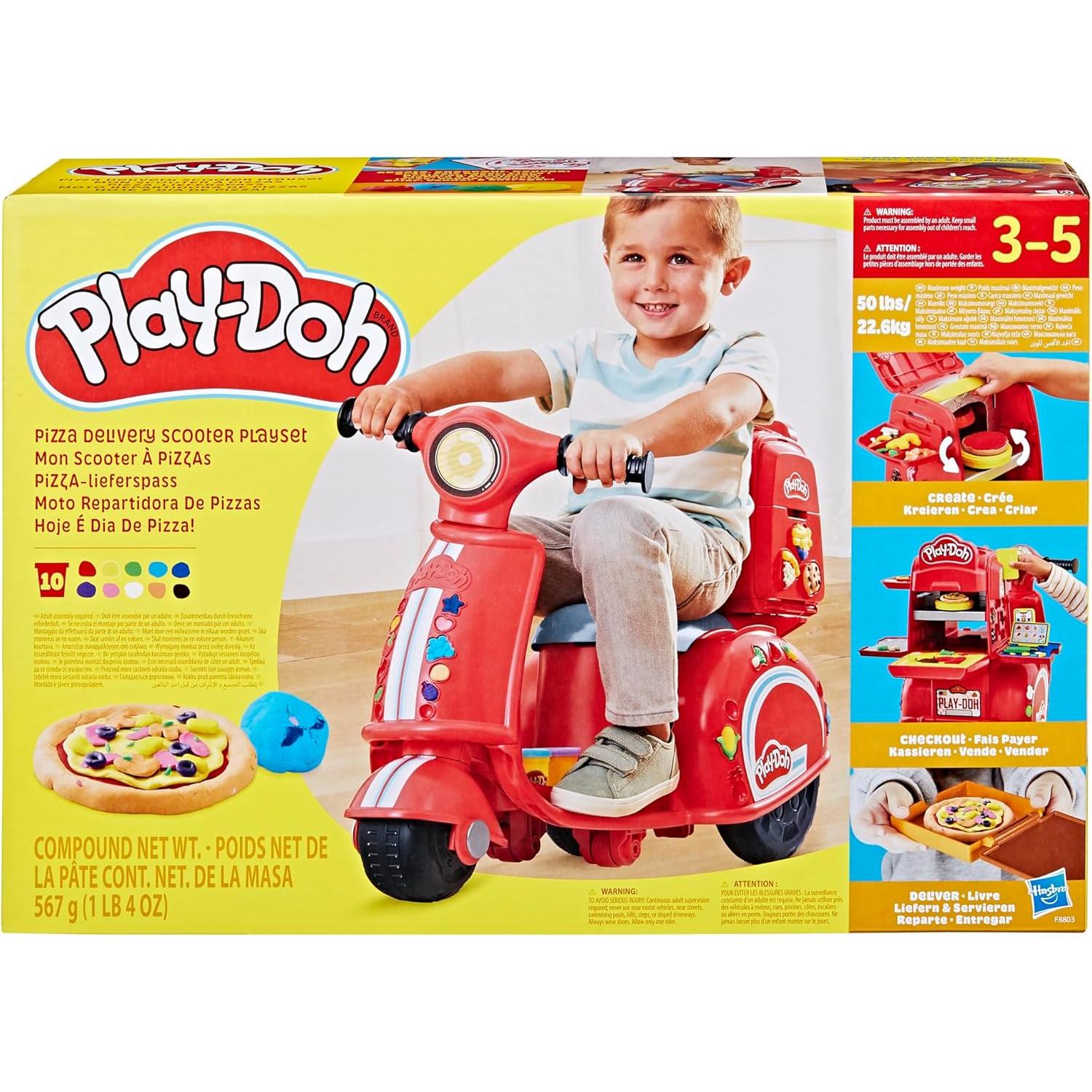 Juego de entrega de pizza Play-Doh con scooter 10 colores