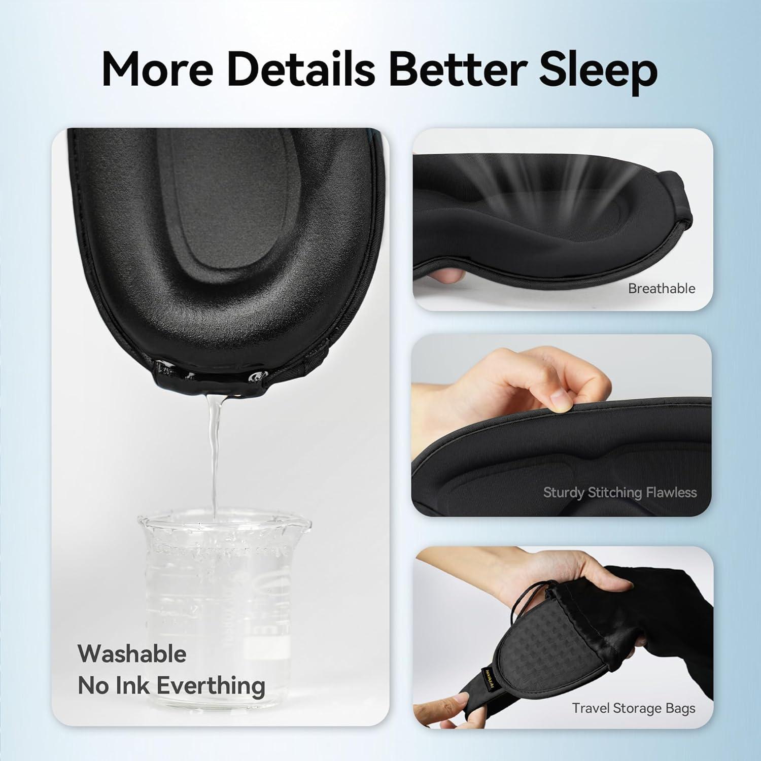 Máscara de Ojos con Peso FACEMOON 3D - Oscuridad Total, Negro