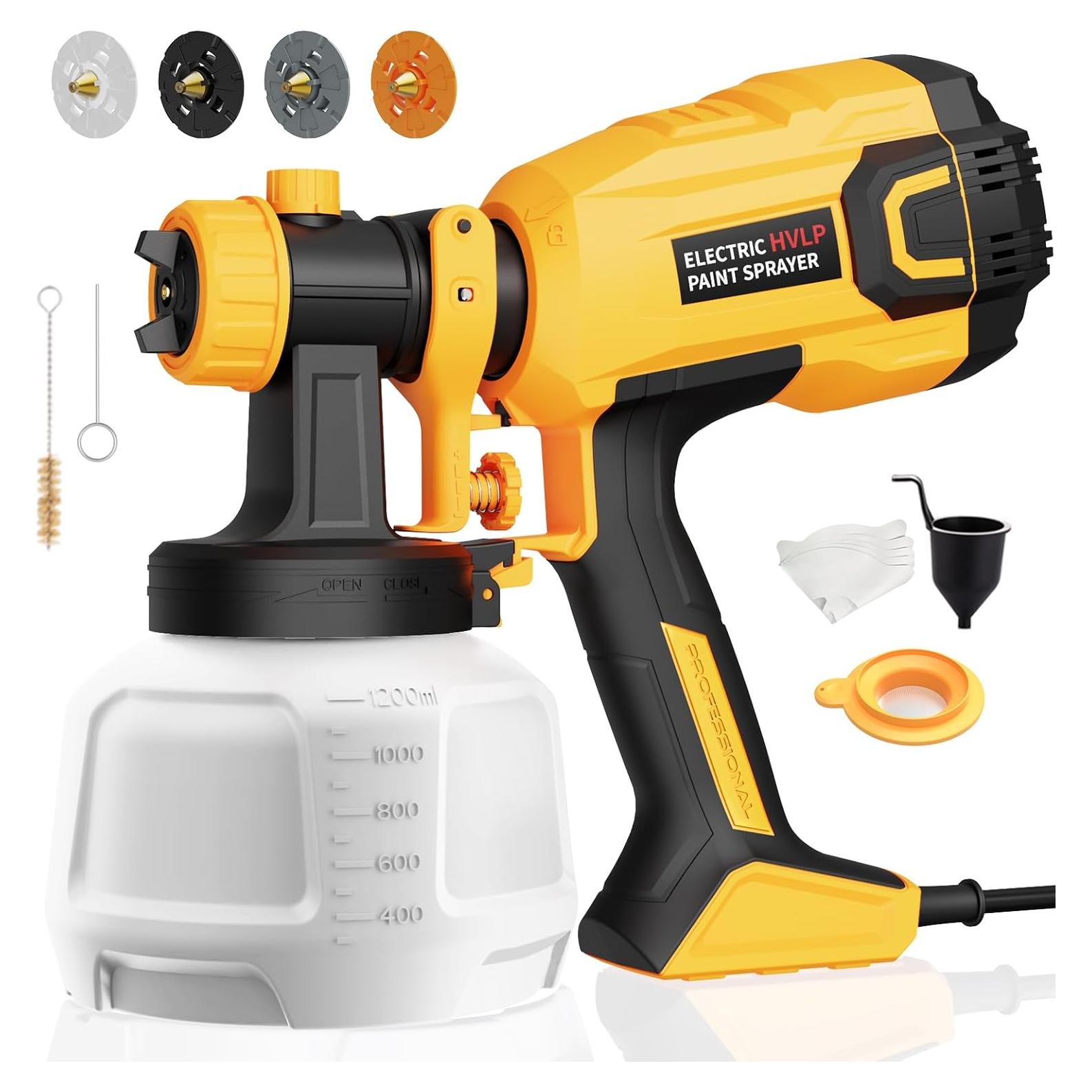 Pulverizador de pintura LIFOVE 700W HVLP 1.18L 4 boquillas