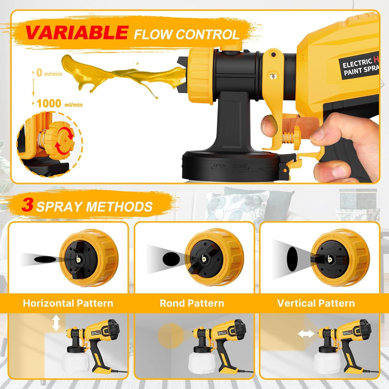 Pulverizador de pintura LIFOVE 700W HVLP 1.18L 4 boquillas