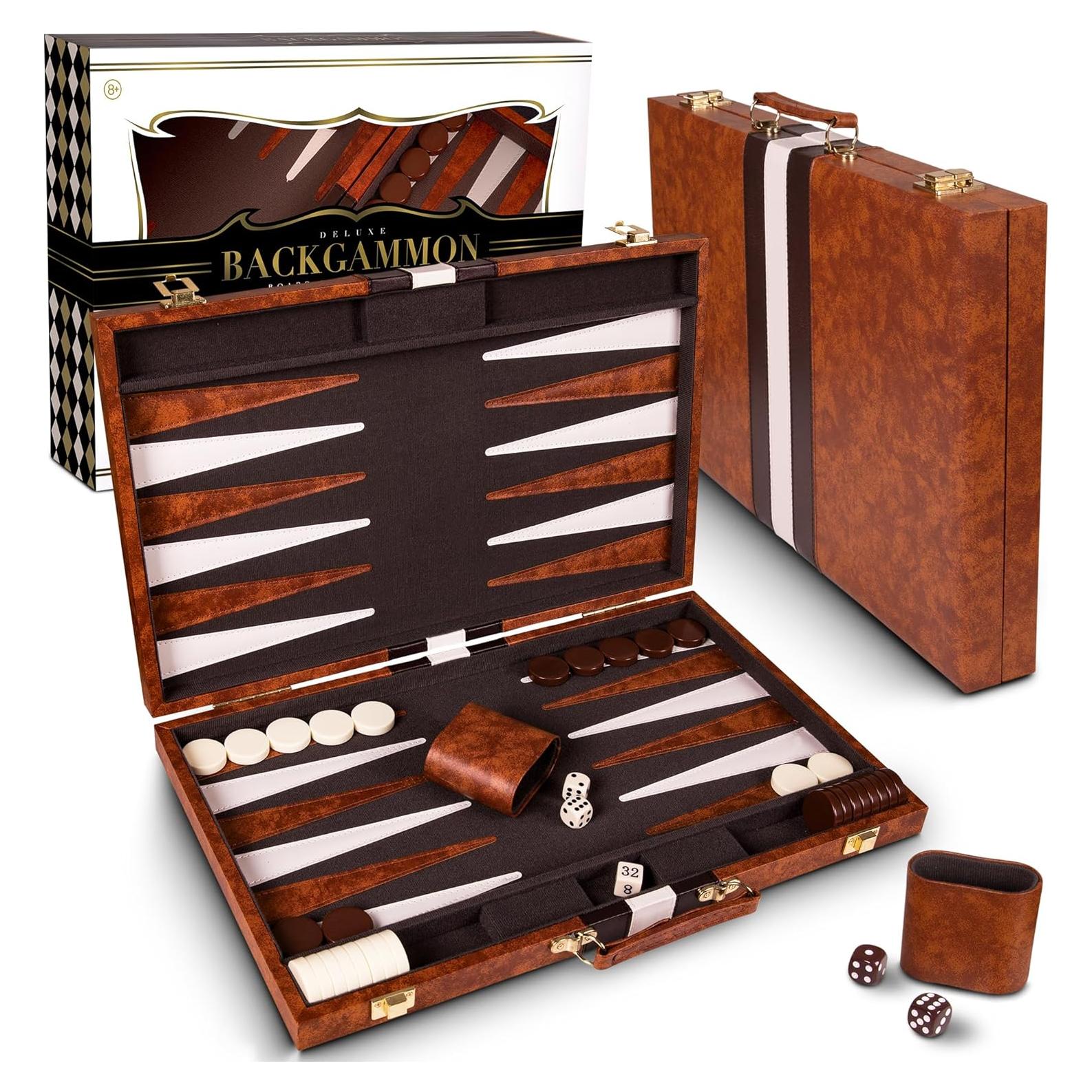 Juego de Backgammon Crazy Games Mediano 38 cm con Estuche