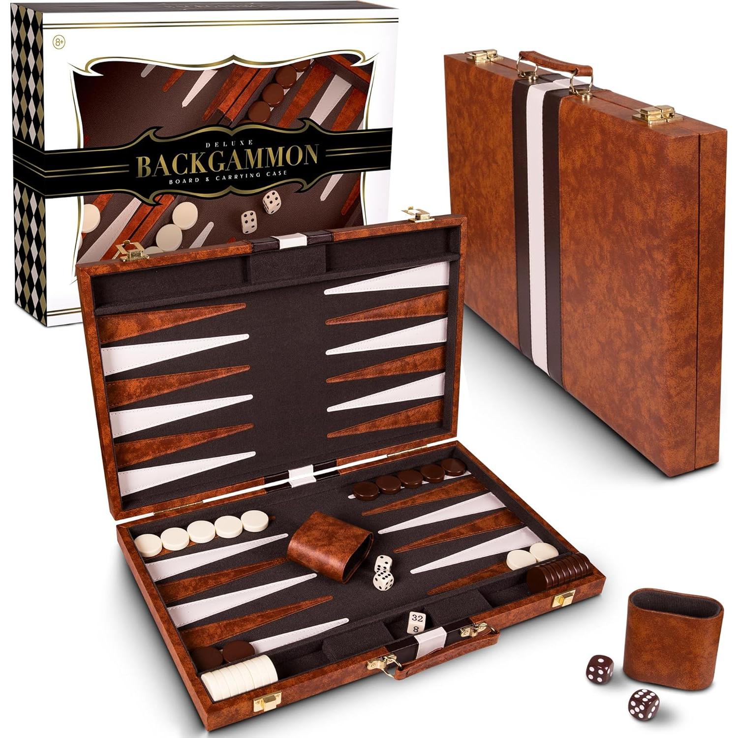 Juego de Backgammon Crazy Games Mediano 38 cm con Estuche